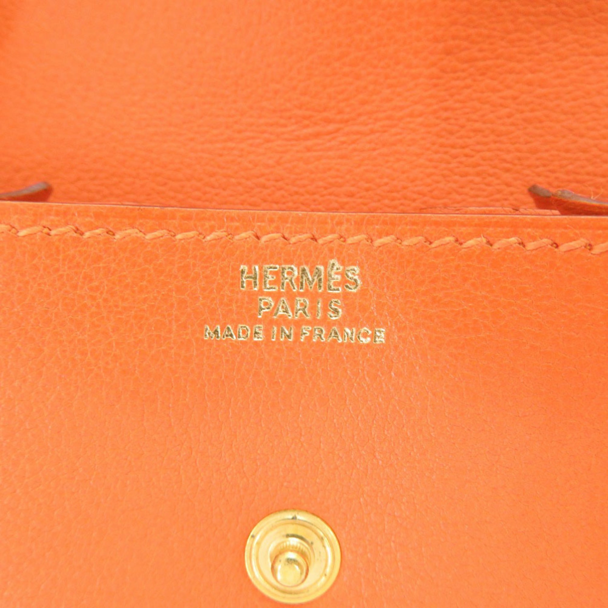 Hermes Orange Gulliver Leather Coin Purse/Coin Case (Pre-Owned)