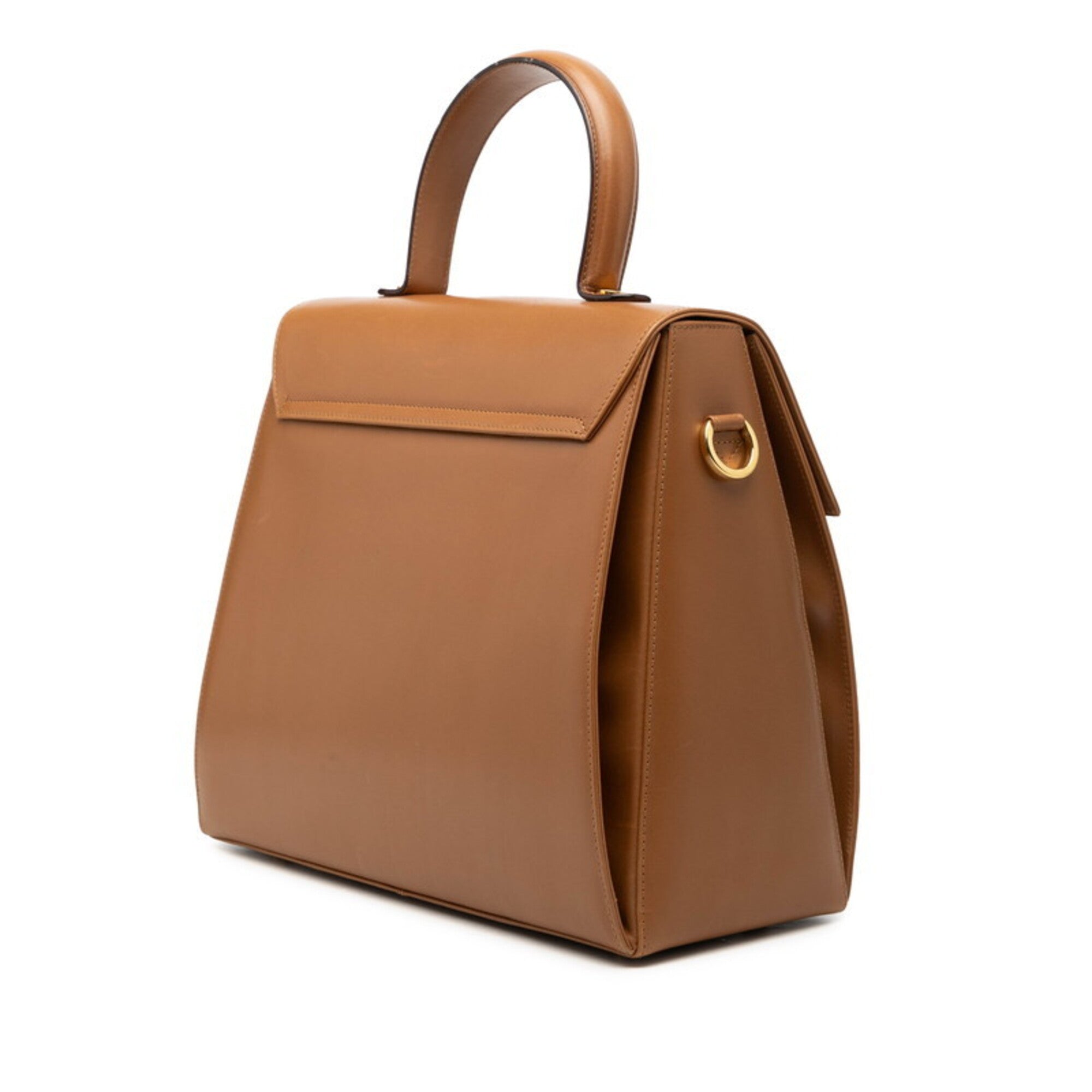Salvatore Ferragamo Gancini Brown Leather Handbag Shoulder Bag (Pre-Owned)