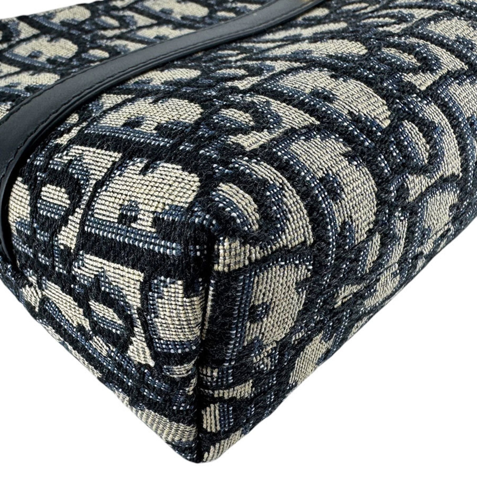 Christian Dior Navy Canvas Leather Shoulder Bag (Pre-Owned)