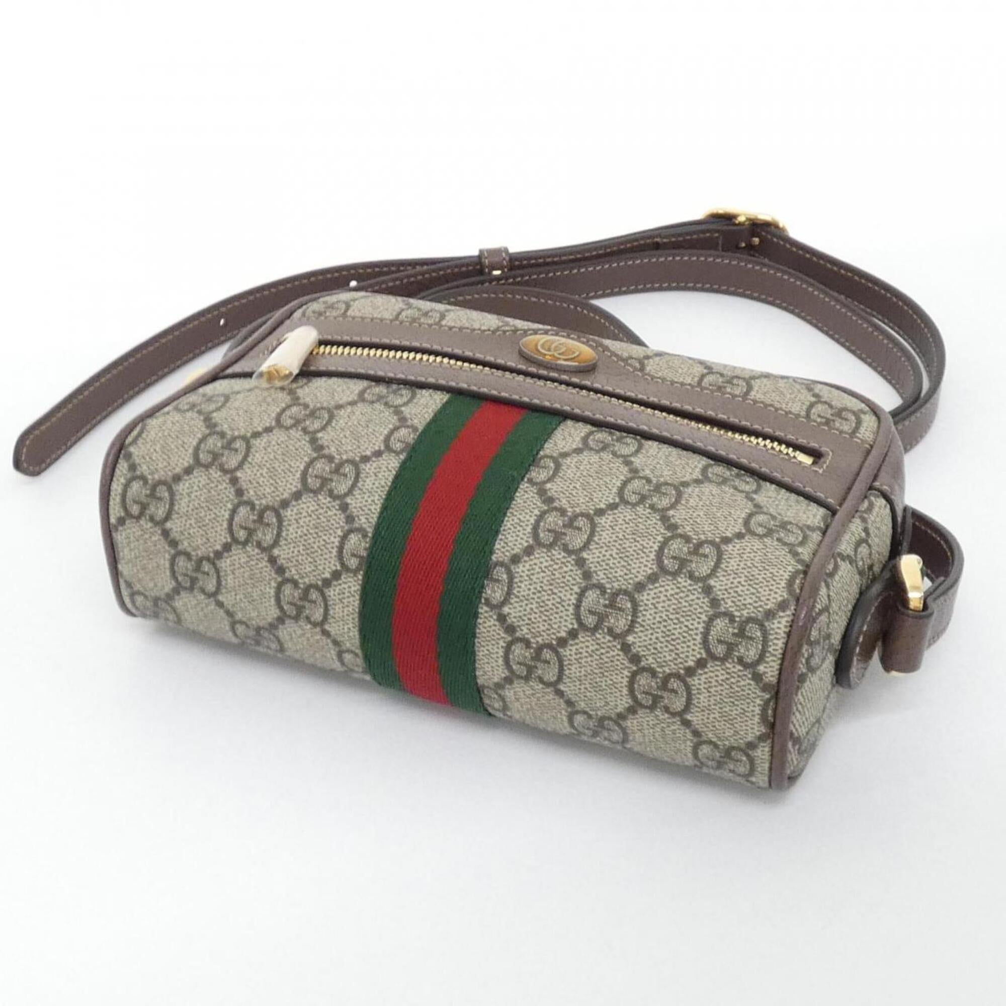 Gucci Beige Brown Gg Supreme Leather Shoulder Bag (Pre-Owned)