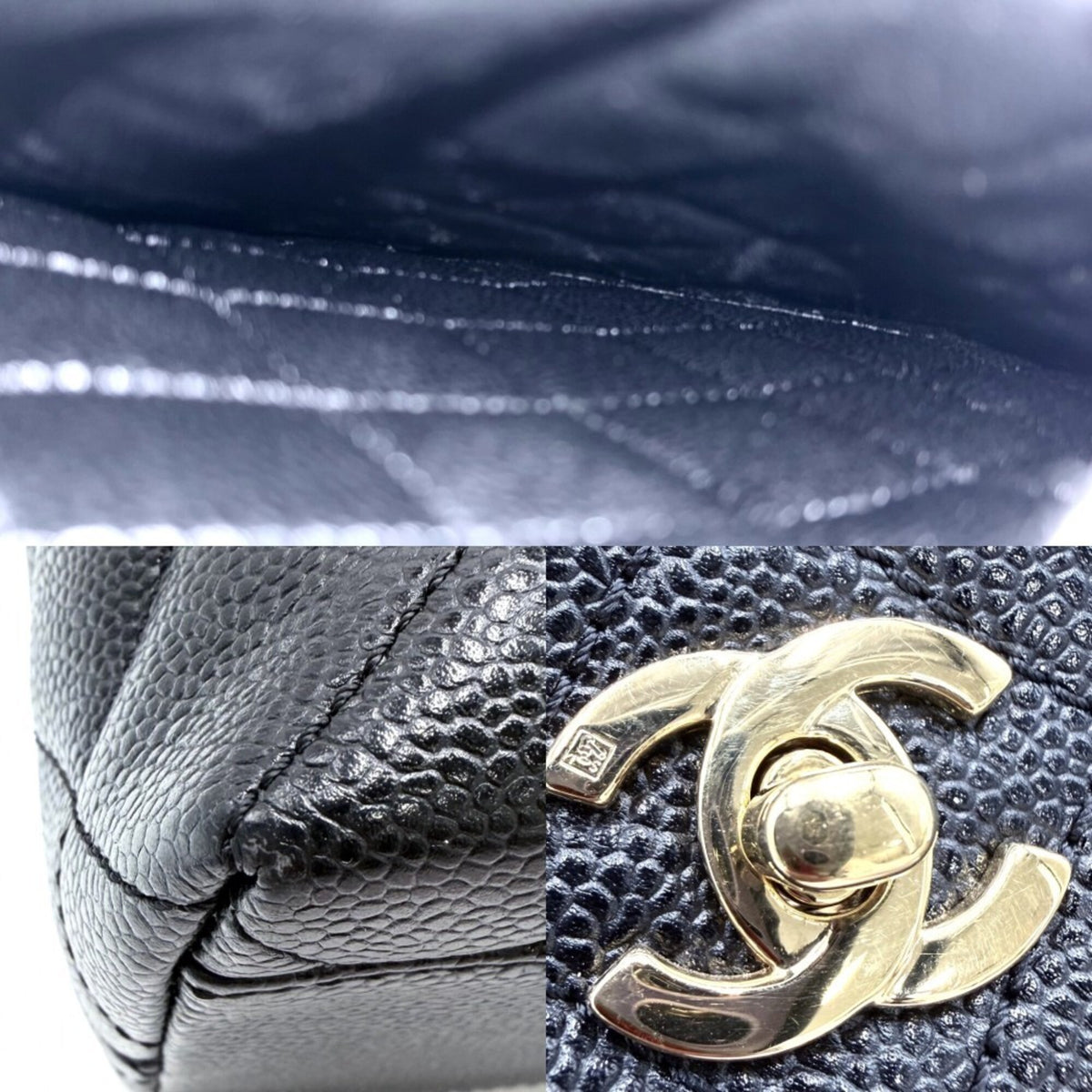 Chanel Black Grained Calfskin Handbag (Pre-Owned)