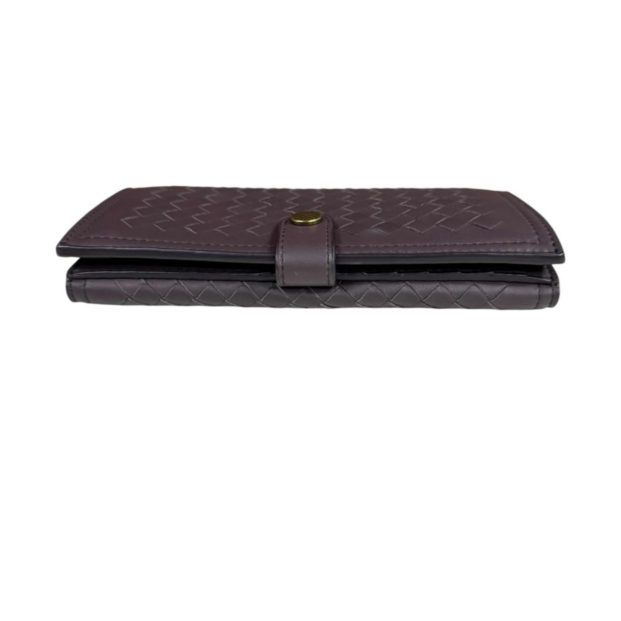 Bottega Veneta Brown Leather Long Wallet (Tri-Fold) (Pre-Owned)