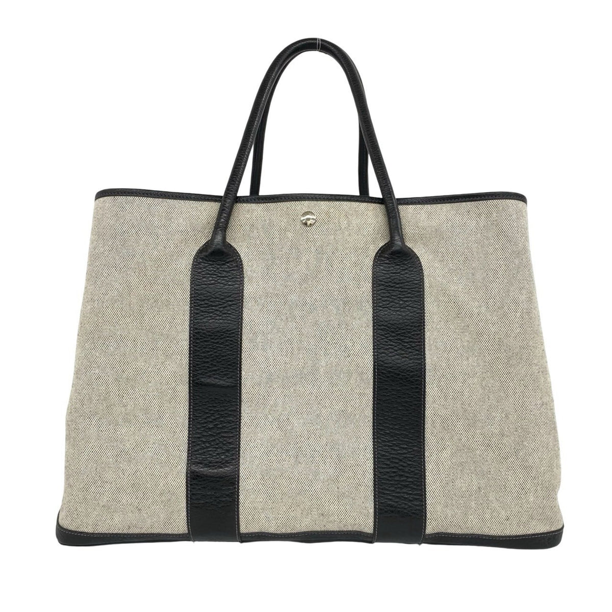 Hermes Black Gray Toile H Negonda Leather Handbag (Pre-Owned)