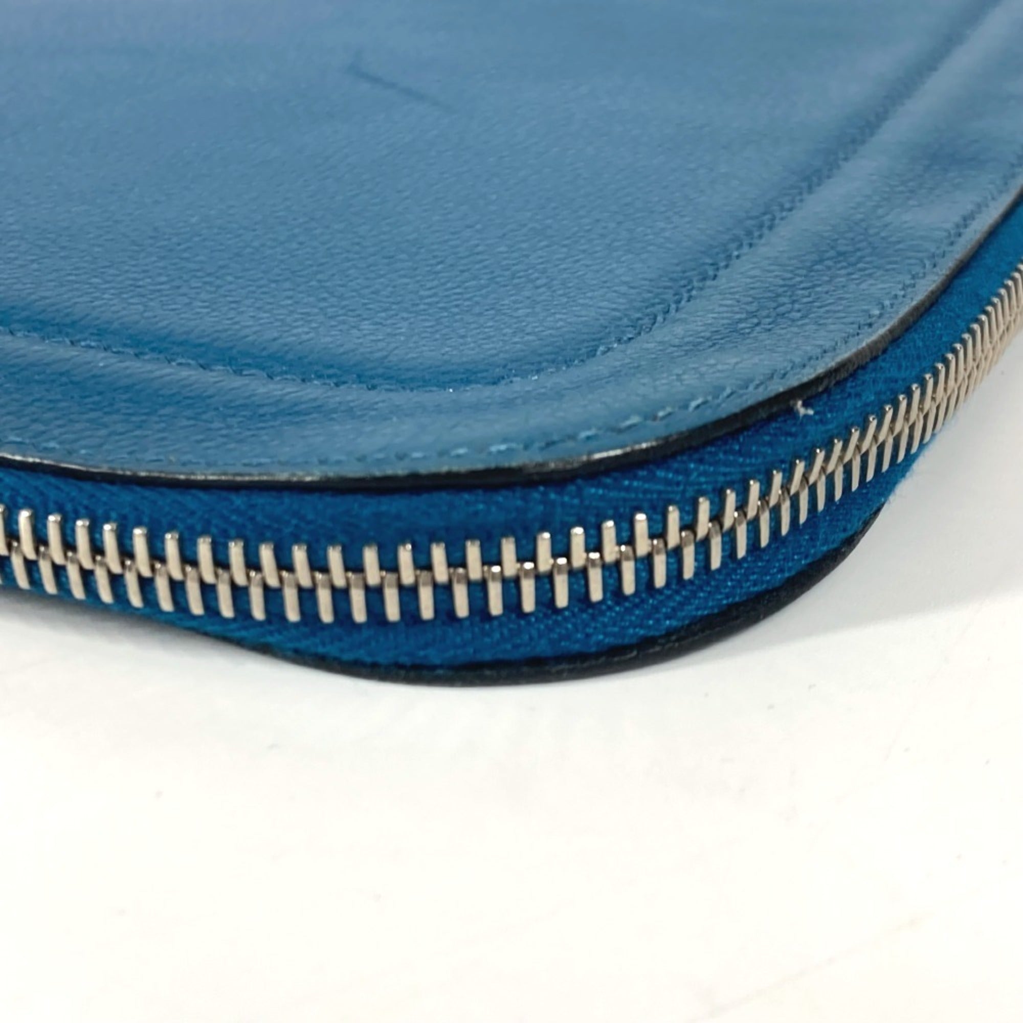 Hermes Blue Leather Clutch Bag Pouch (Pre-Owned)