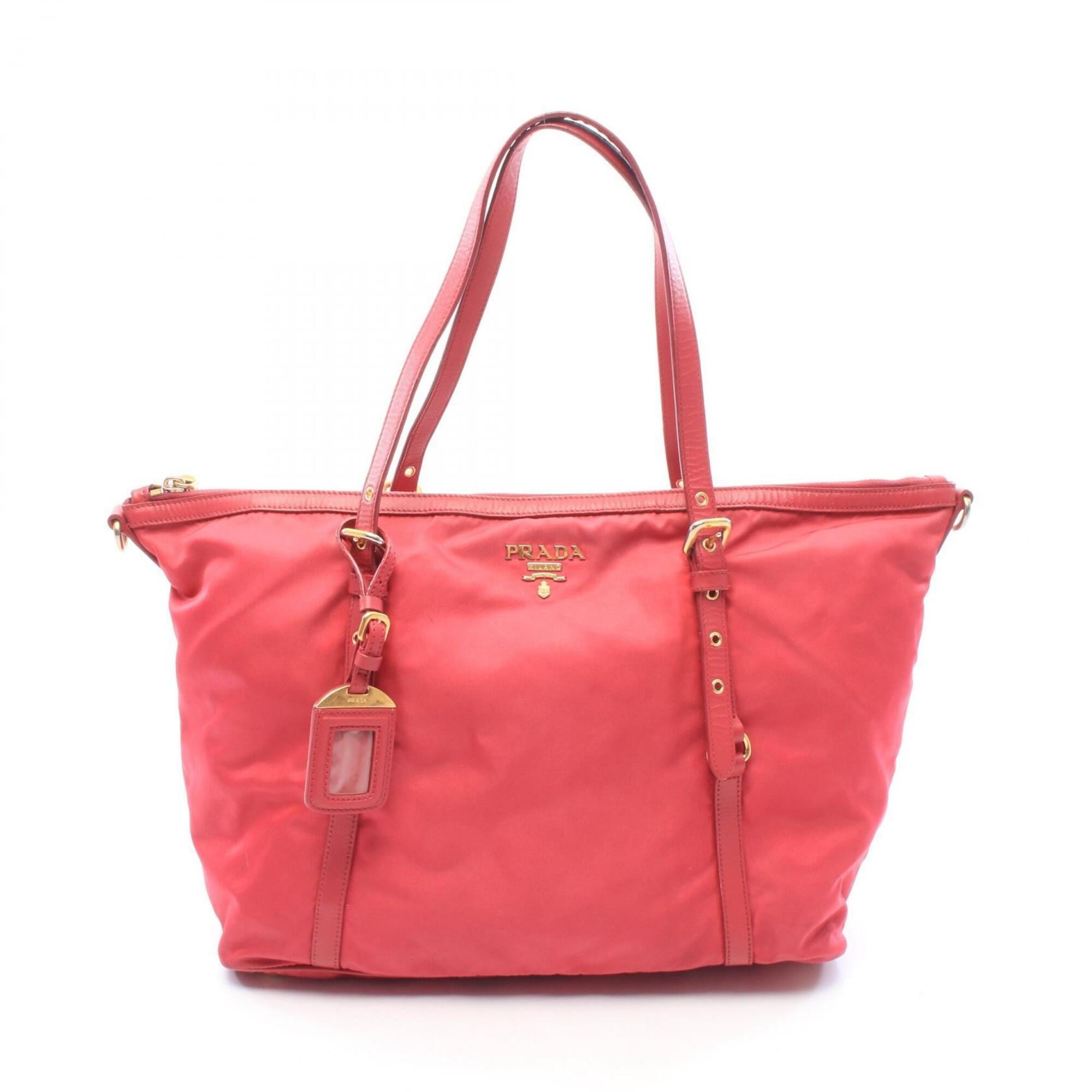 Prada Pink Nylon Leather Handbag Tote Bag (Pre-Owned)