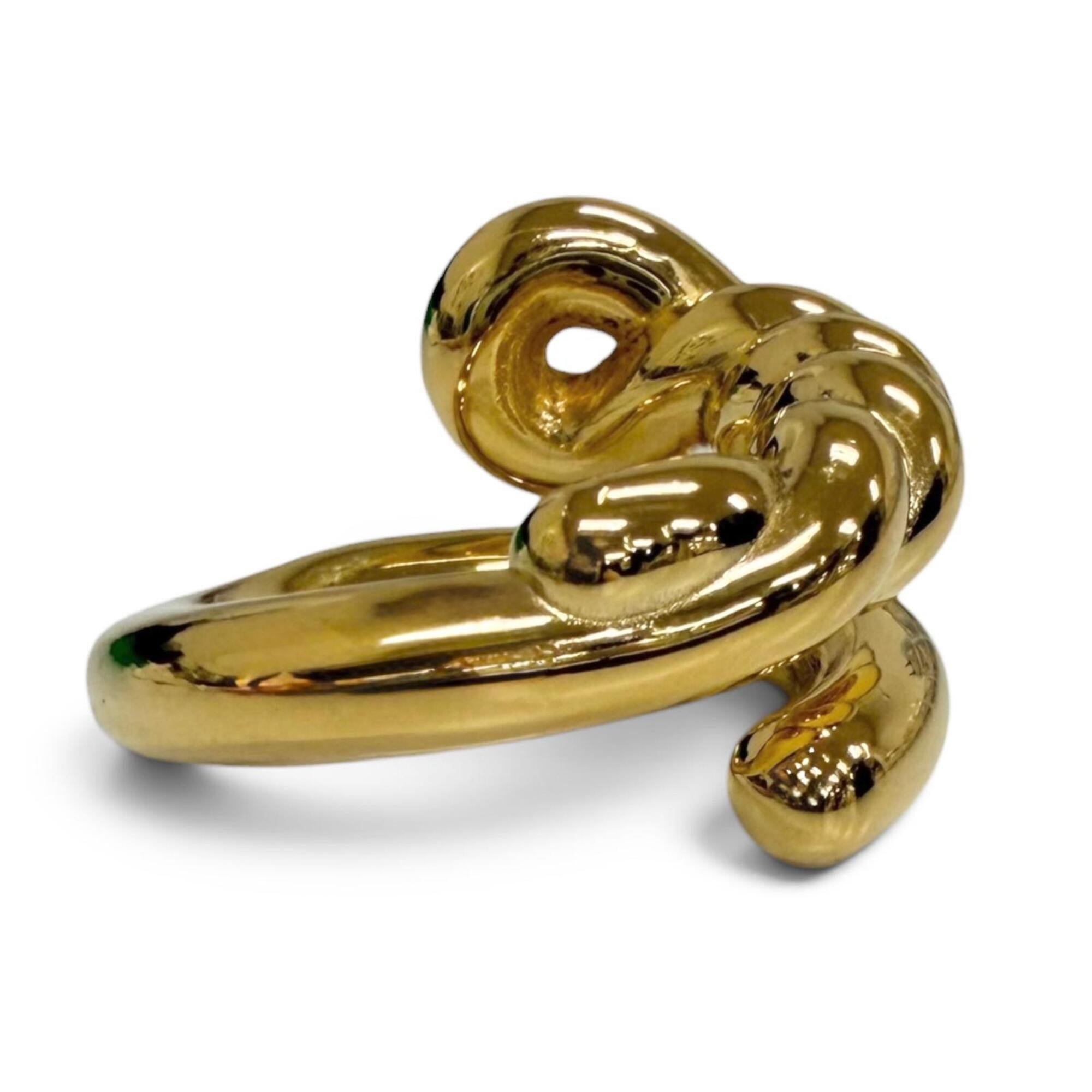 Bottega Veneta Gold Silver 925 Band Ring (Pre-Owned)