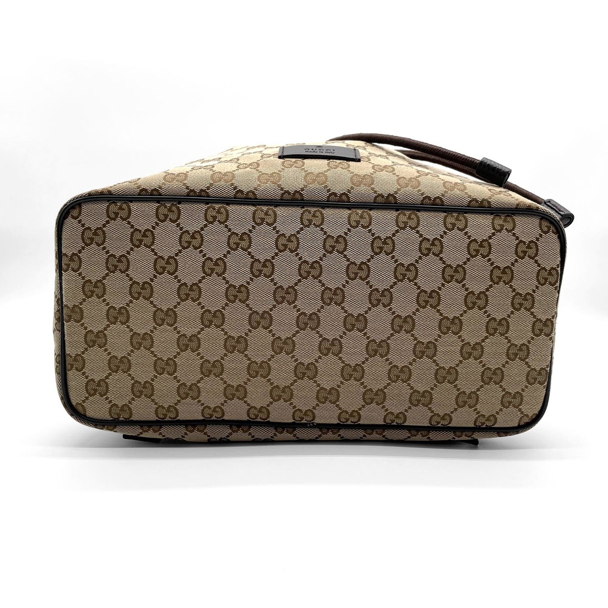 Gucci Brown Gg Canvas Leather Backpack (Pre-Owned)