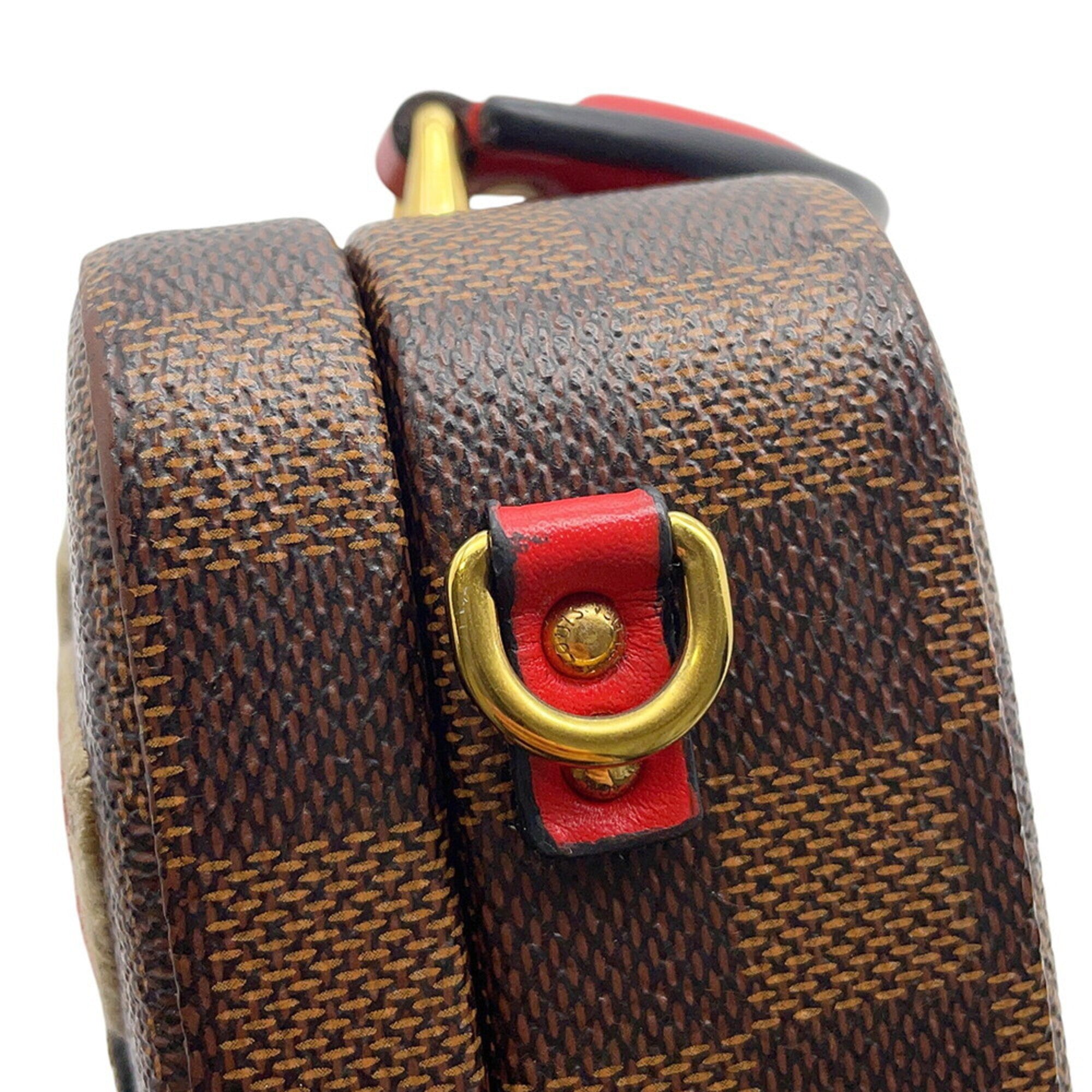 Louis Vuitton Brown Red Color Damier Canvas Handbag (Pre-Owned)