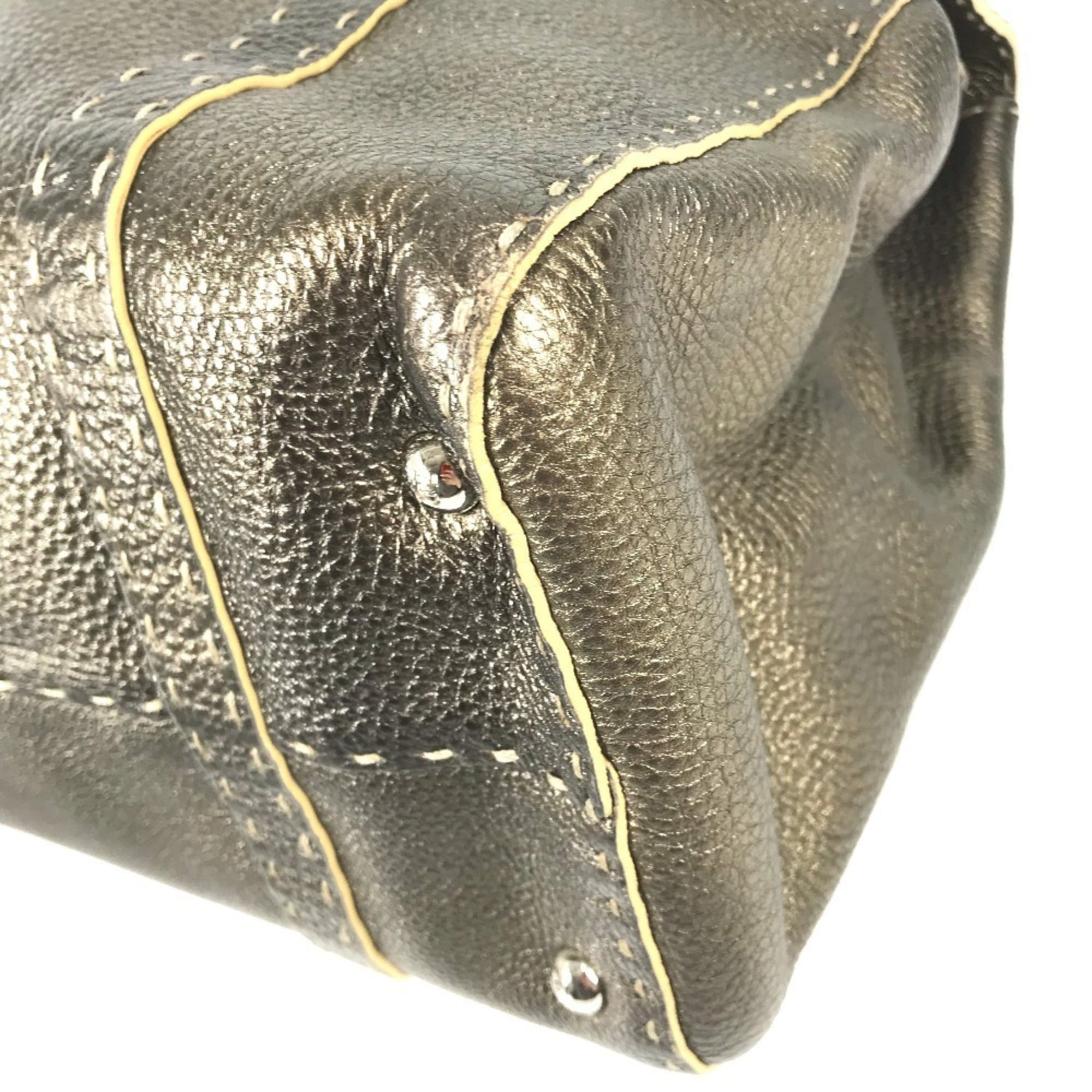 Fendi Selleria Metallic Gold Leather Handbag Tote Bag (Pre-Owned)