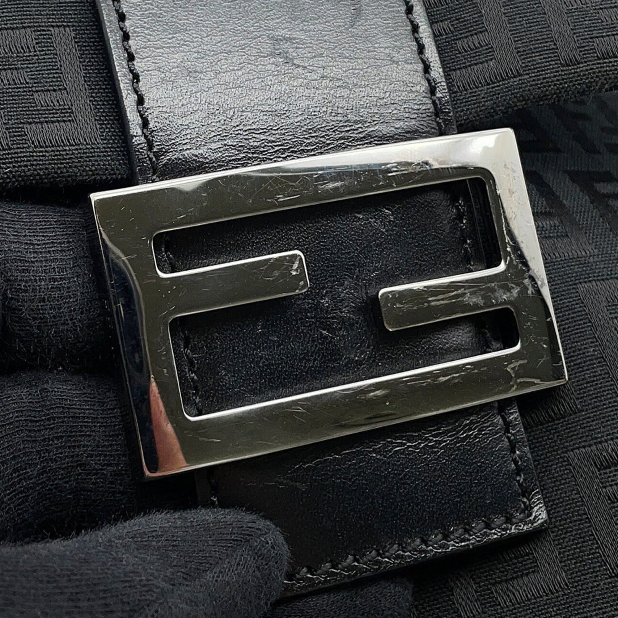 Fendi Black Zucchino Handbag Shoulder Bag (Pre-Owned)