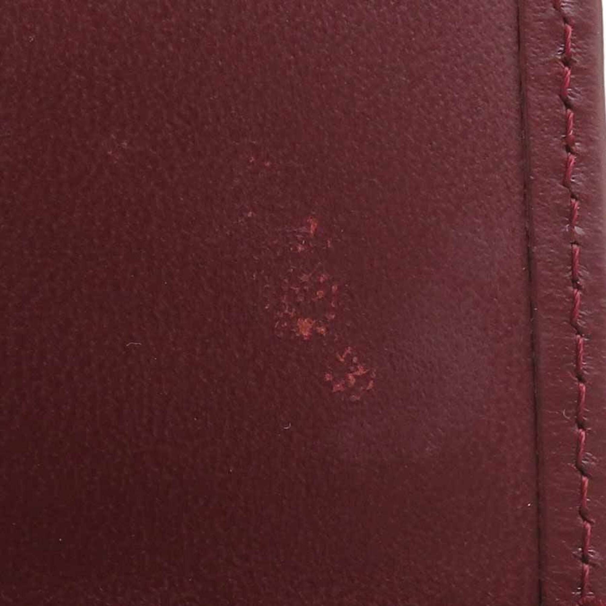Cartier Bordeaux Leather Coin Purse/Coin Case (Pre-Owned)