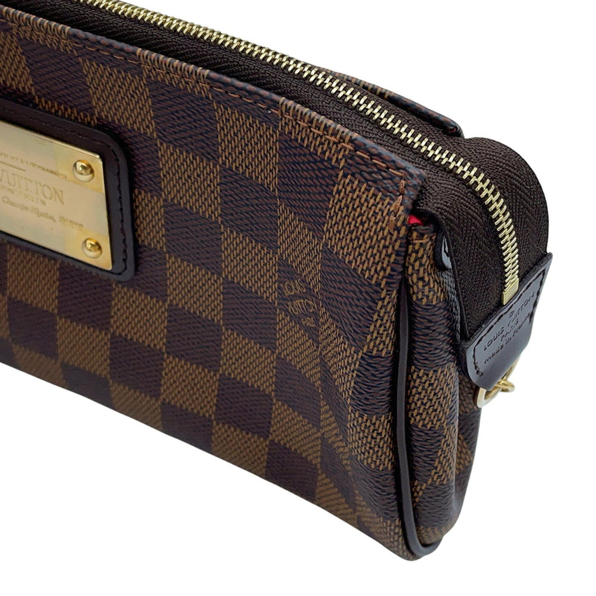 Louis Vuitton Ebene Red Color Damier Canvas Pouch Shoulder Bag (Pre-Owned)