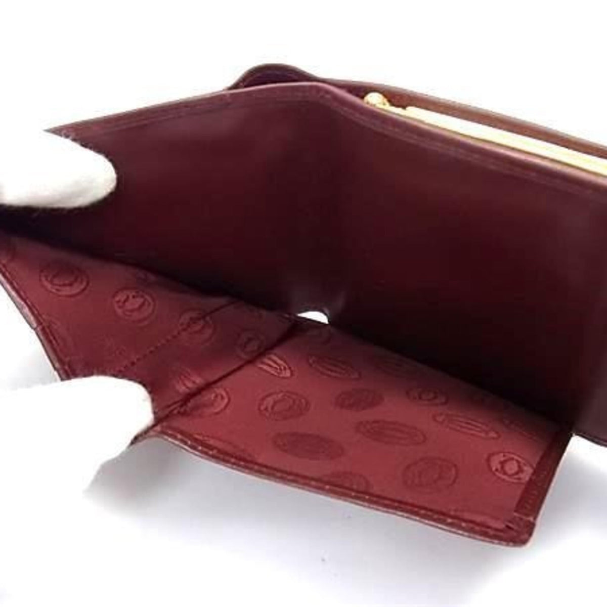 Cartier Bordeaux Leather Wallet (Tri-Fold) (Pre-Owned)
