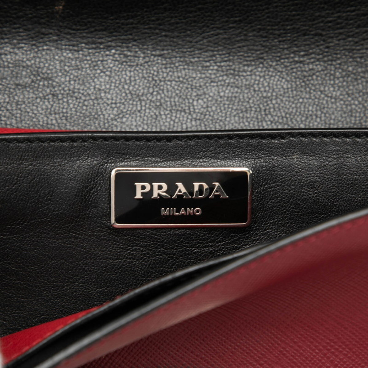 Prada Red Color Leather Handbag Shoulder Bag (Pre-Owned)