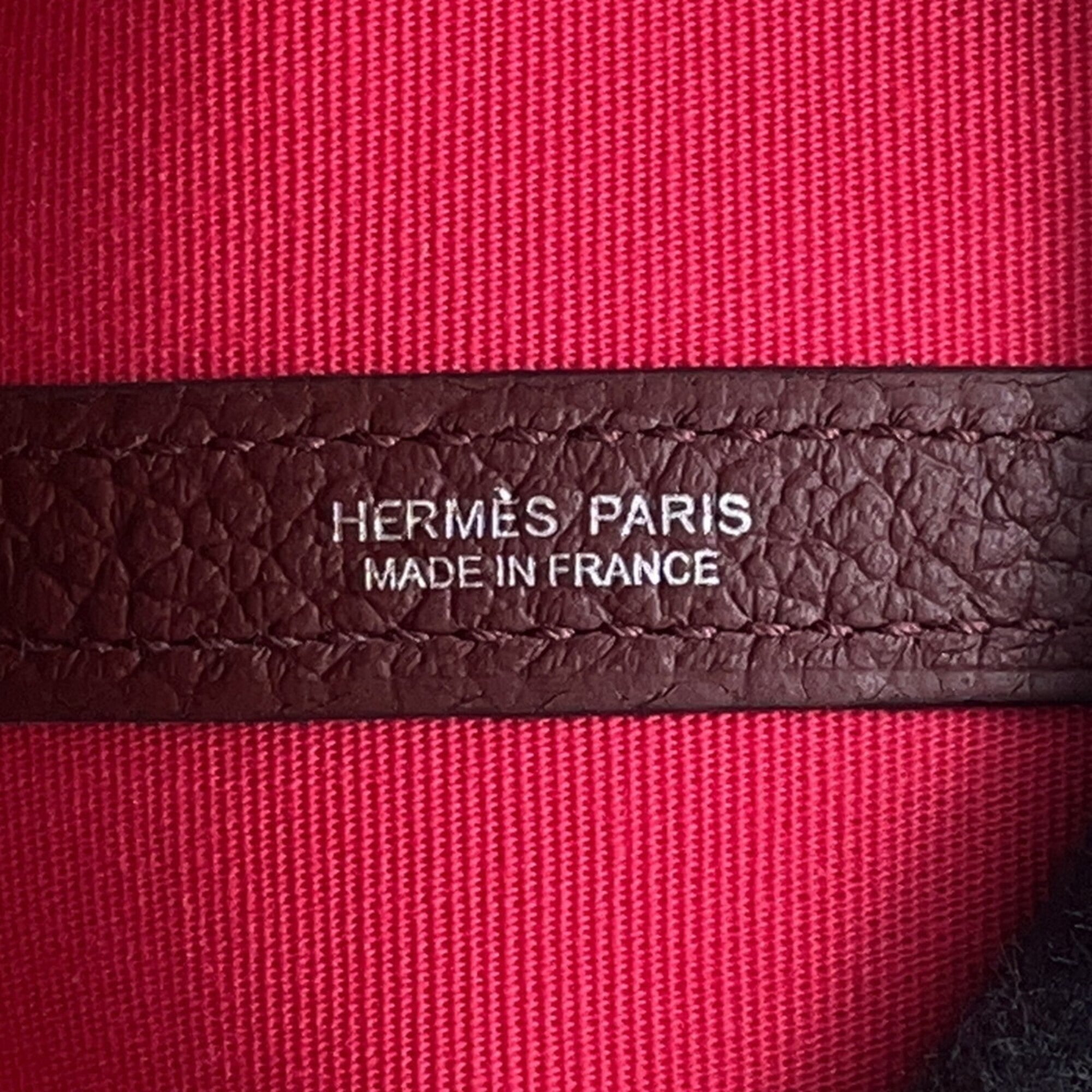 Hermes Bordeaux Toile Officier Negonda Leather Handbag Tote Bag (Pre-Owned)
