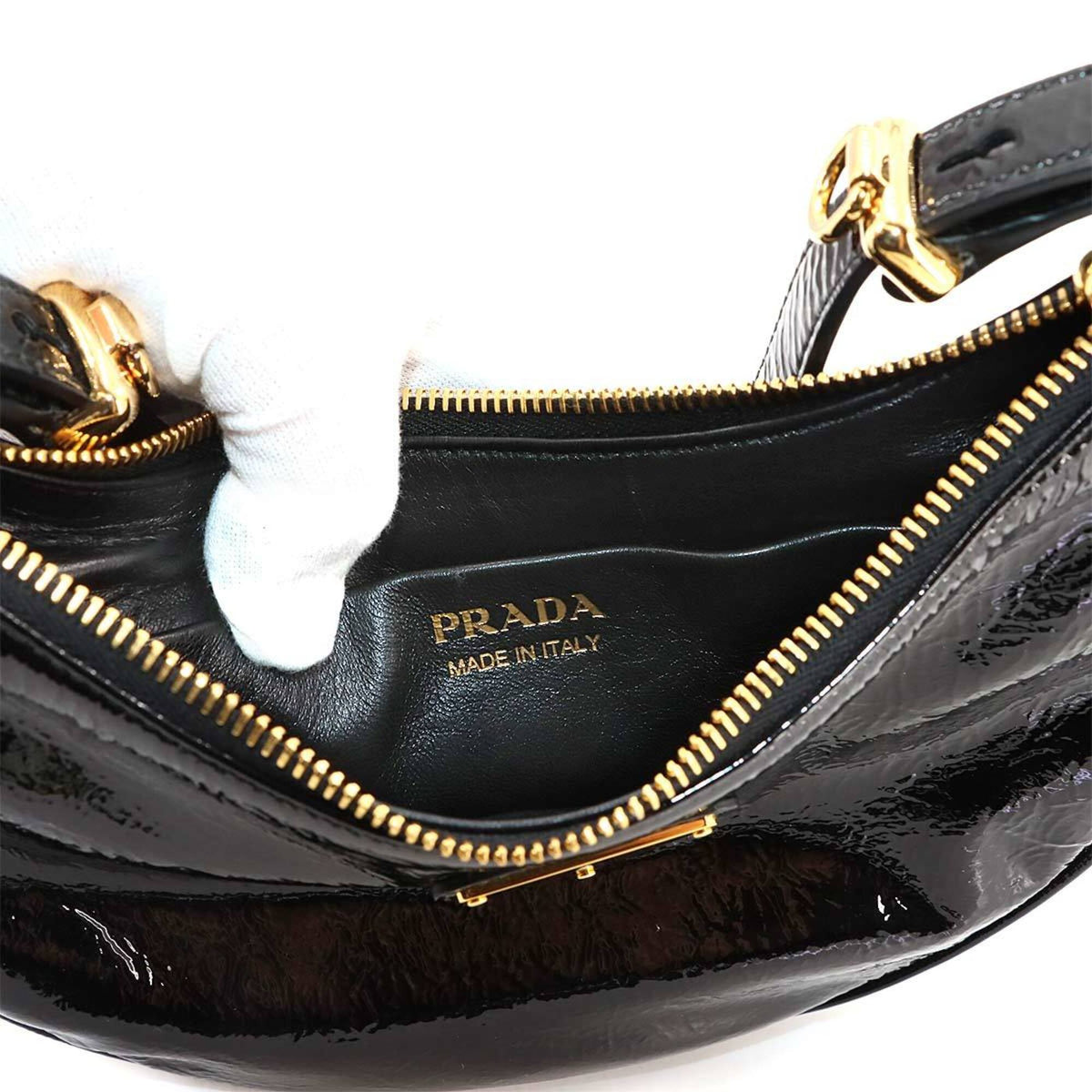 Prada Black Nero Patent Leather Handbag Shoulder Bag (Pre-Owned)