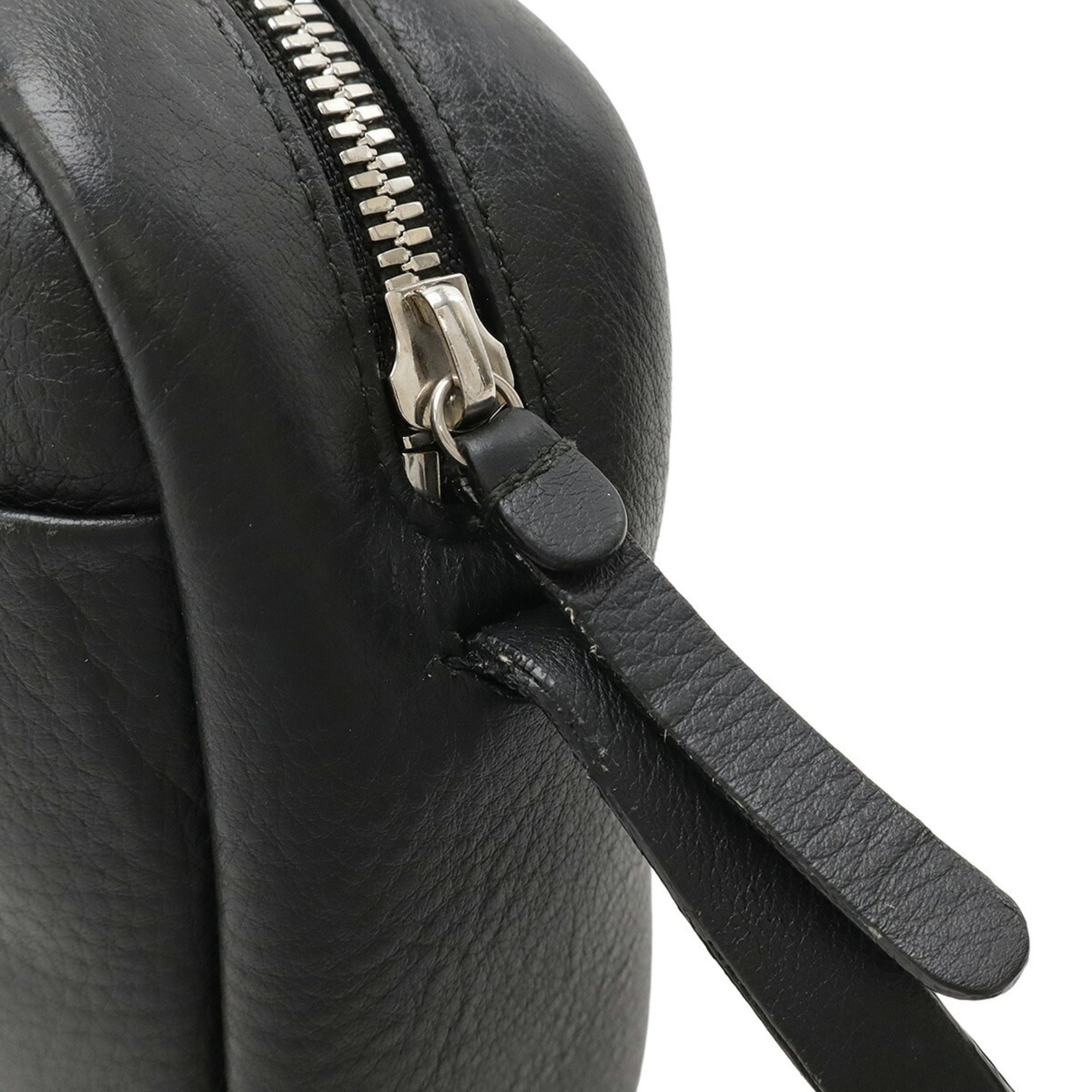 Balenciaga Black White Leather Pochette Shoulder Bag (Pre-Owned)