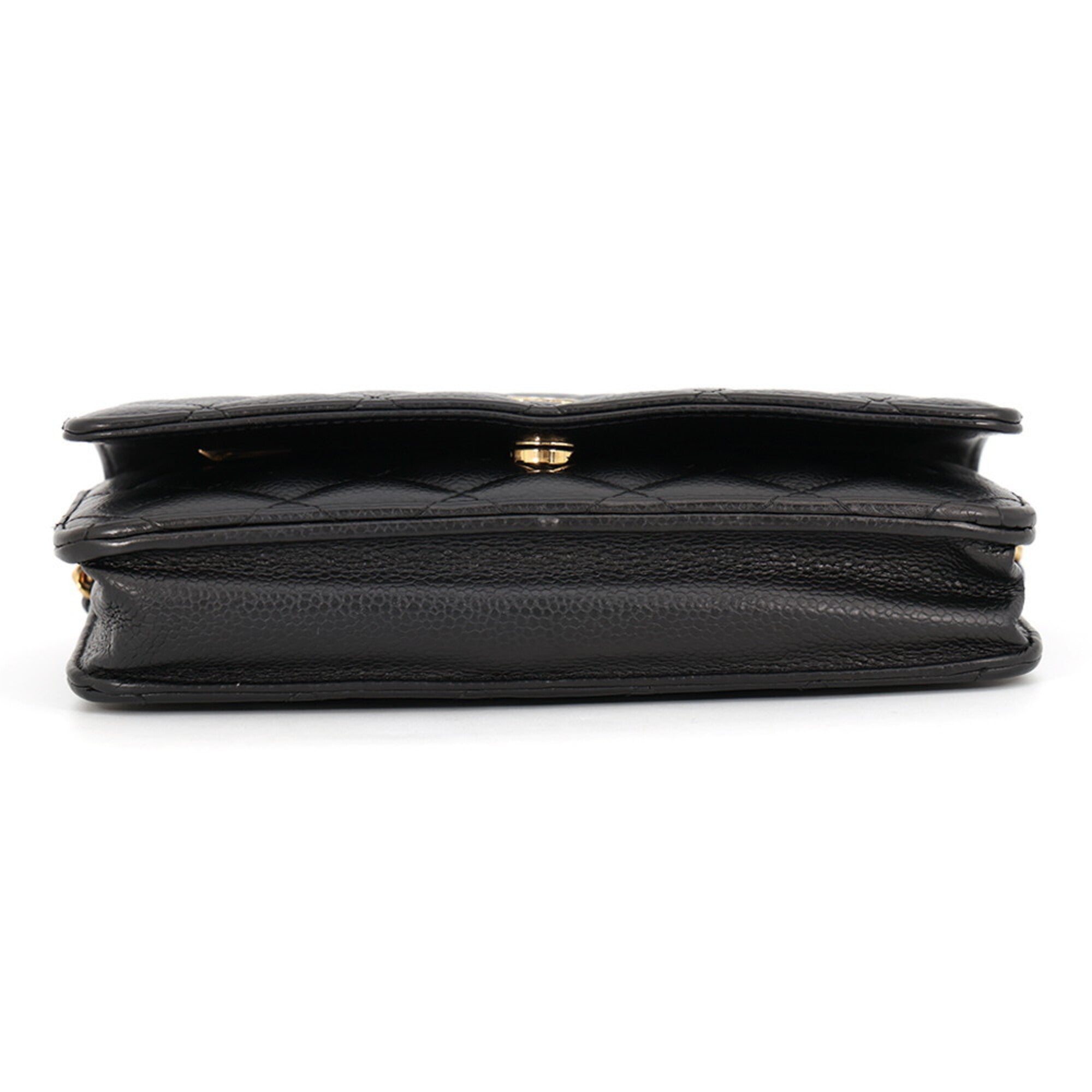 Chanel Black Grained Calfskin Chain/Shoulder Wallet (Pre-Owned)