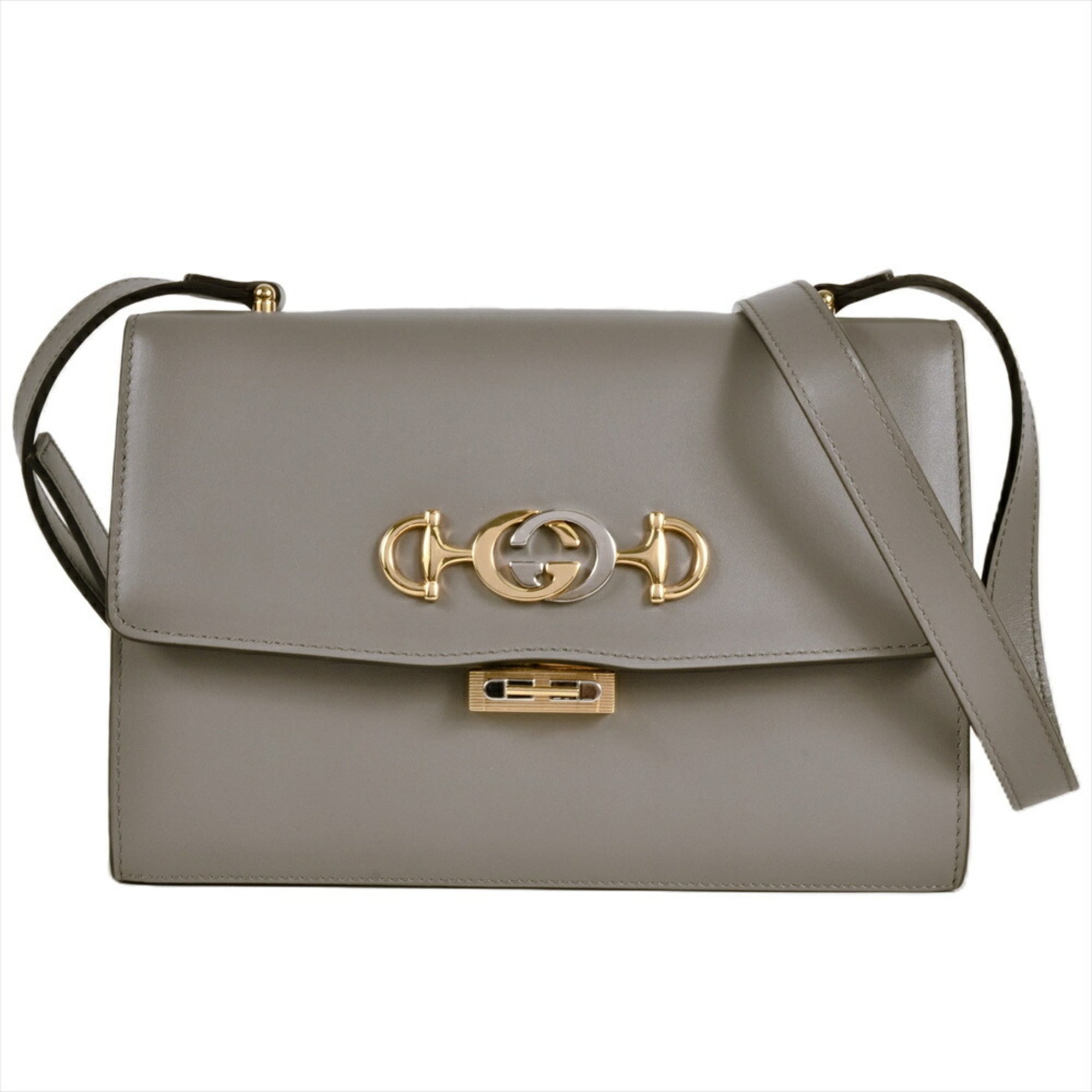 Gucci Gray Leather Shoulder Bag (Pre-Owned)