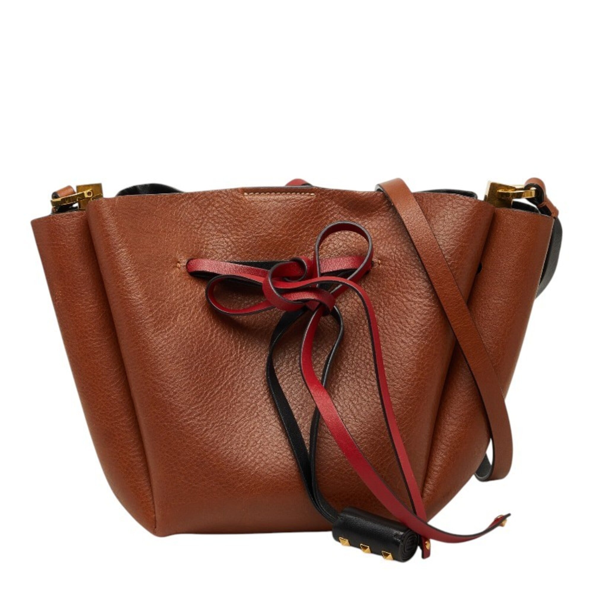 Valentino Brown Multi-Color Leather Shoulder Bag (Pre-Owned)