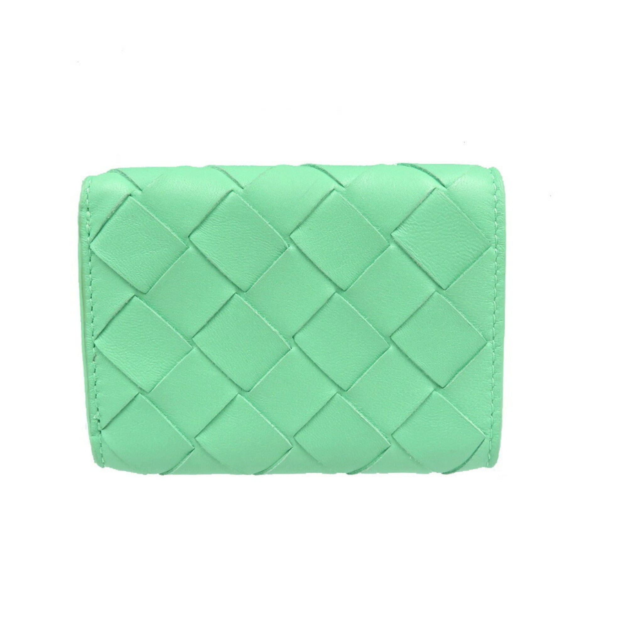 Bottega Veneta Green Leather Wallet (Tri-Fold) (Pre-Owned)