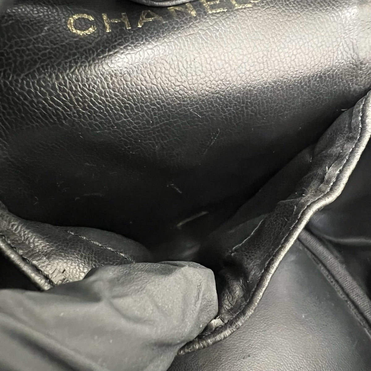 Chanel Black Grained Calfskin Handbag Vanity Bag (Pre-Owned)