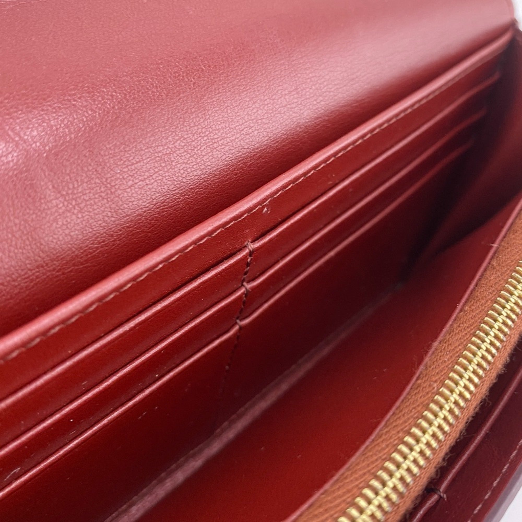 Celine Bordeaux Leather Long Wallet (Bi-Fold) (Pre-Owned)