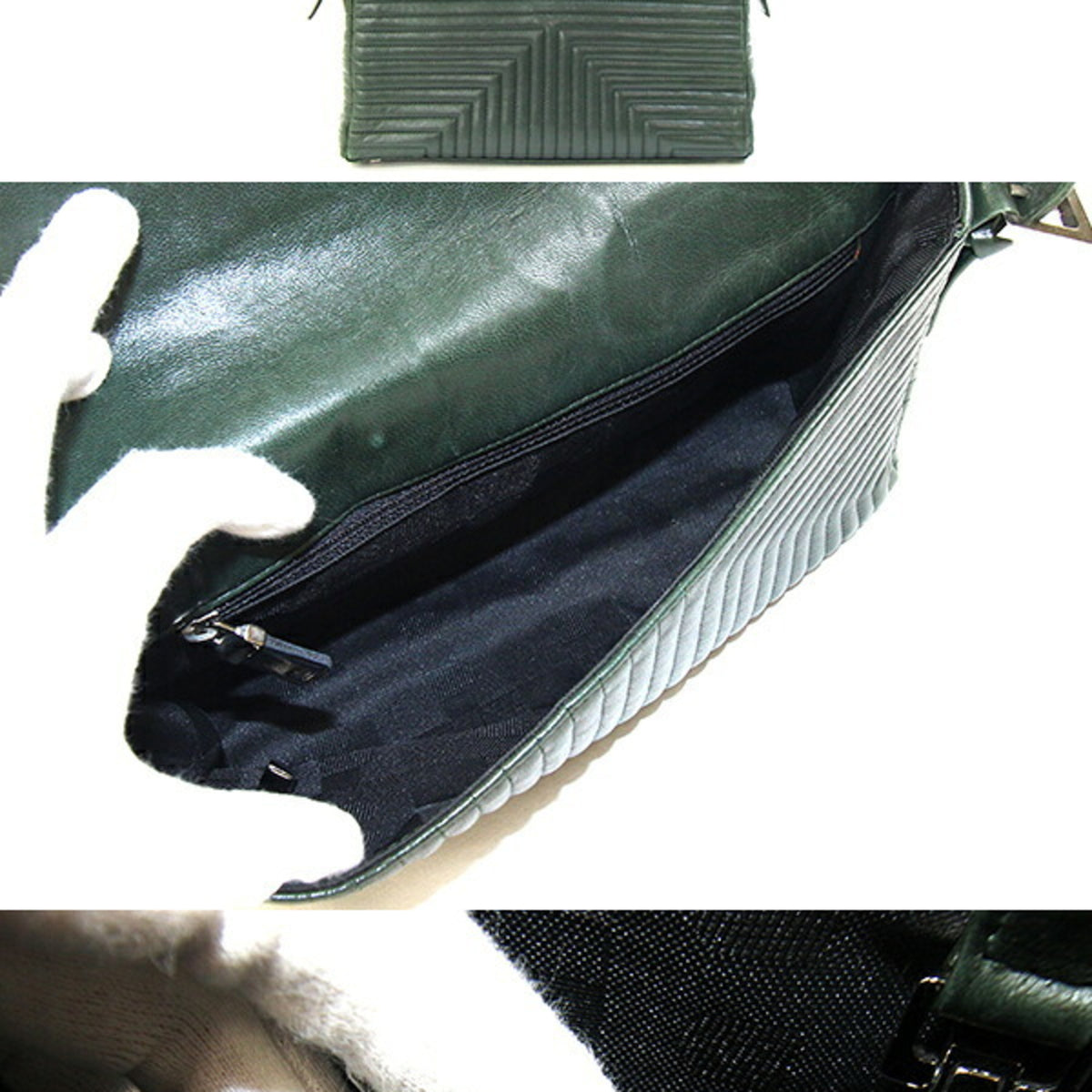Bally Dark Green Leather Handbag Shoulder Bag (Pre-Owned)
