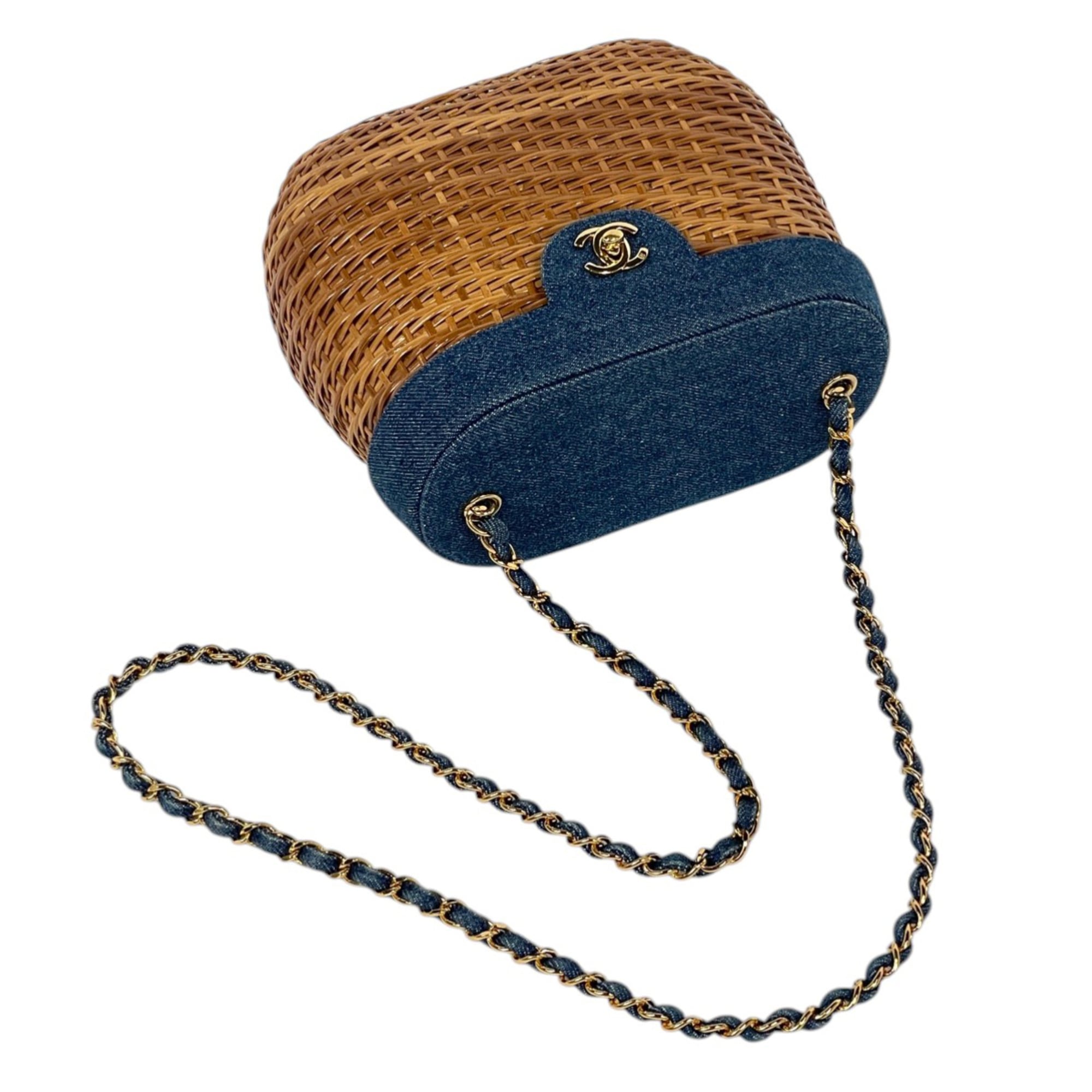 Chanel Blue Brown Denim Wisteria Vine Shoulder Bag (Pre-Owned)