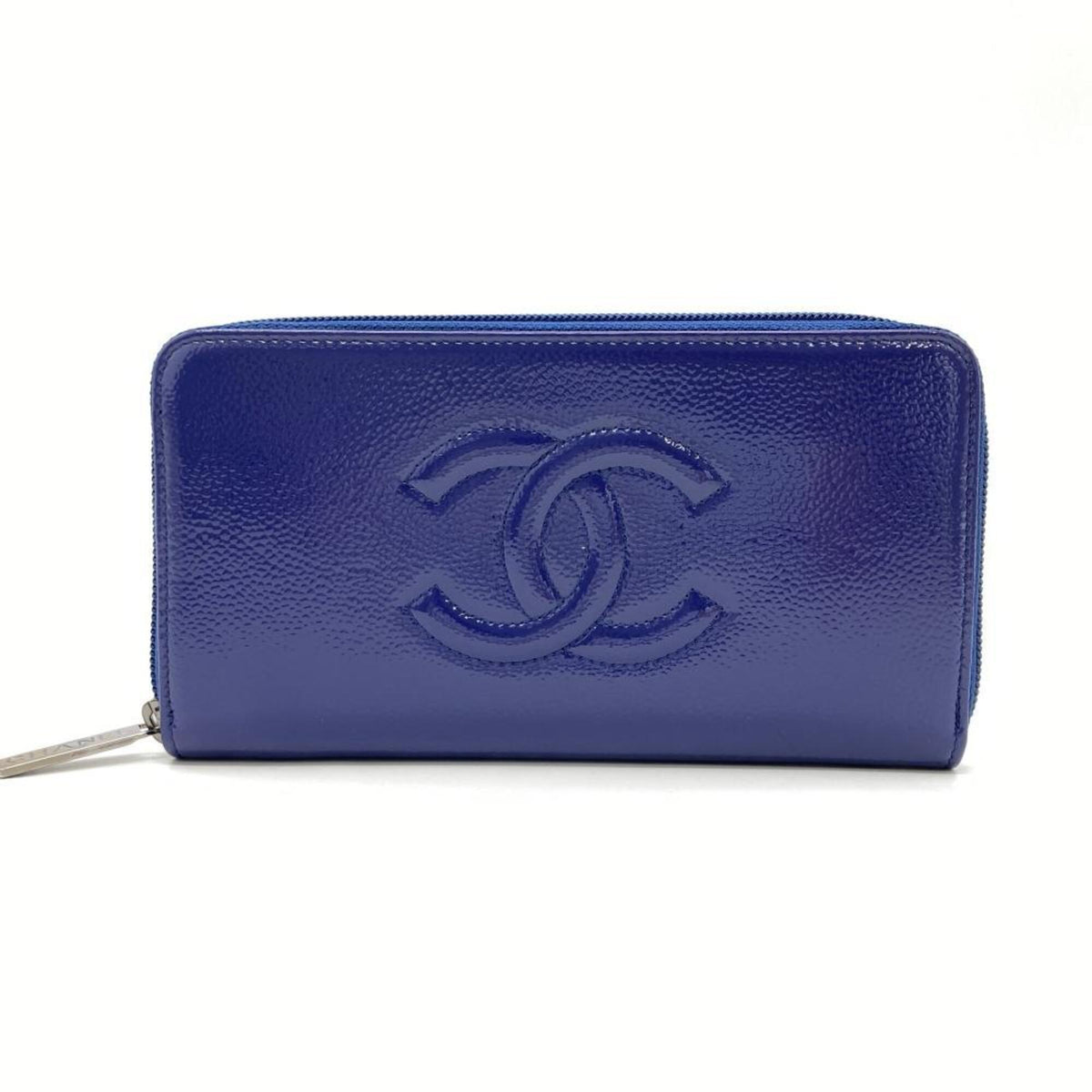 Chanel Blue Leather Long Wallet (Bi-Fold) (Pre-Owned)
