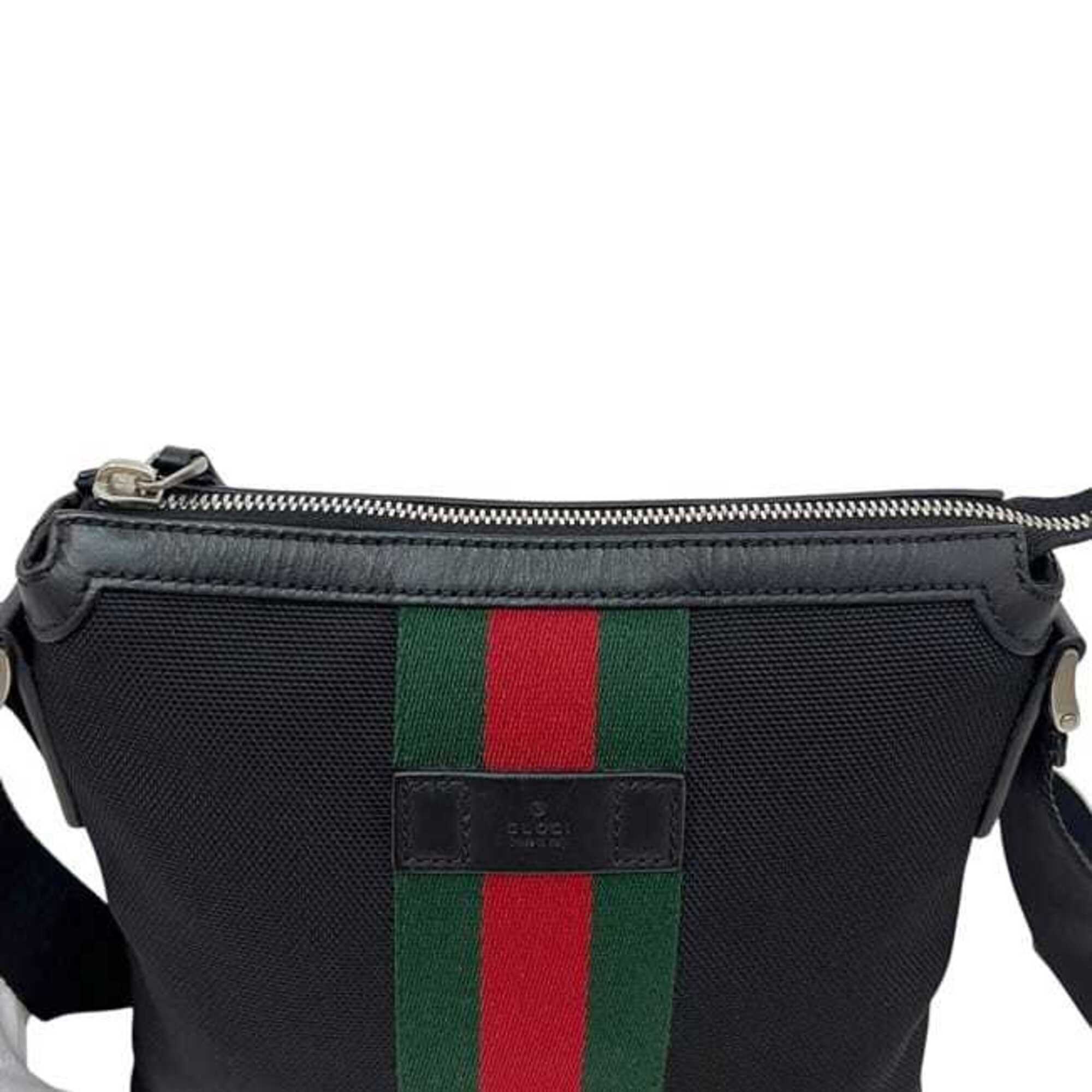 Gucci Black Canvas Leather Shoulder Bag (Pre-Owned)