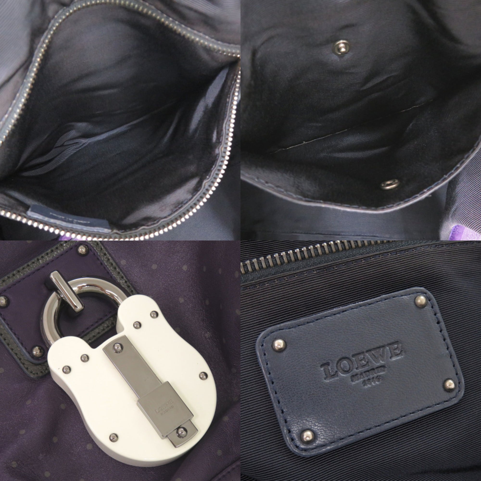 Loewe Purple Leather Handbag Tote Bag (Pre-Owned)