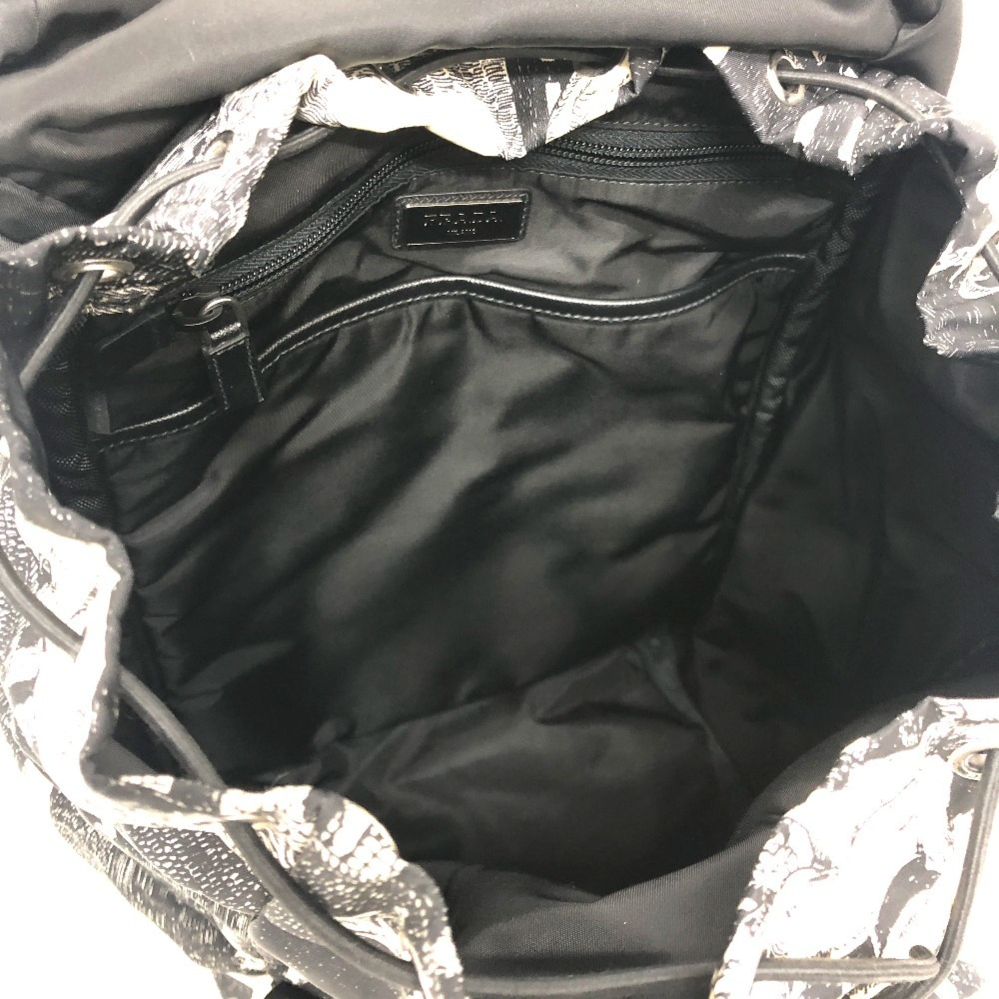 Prada Black White Nylon Backpack (Pre-Owned)