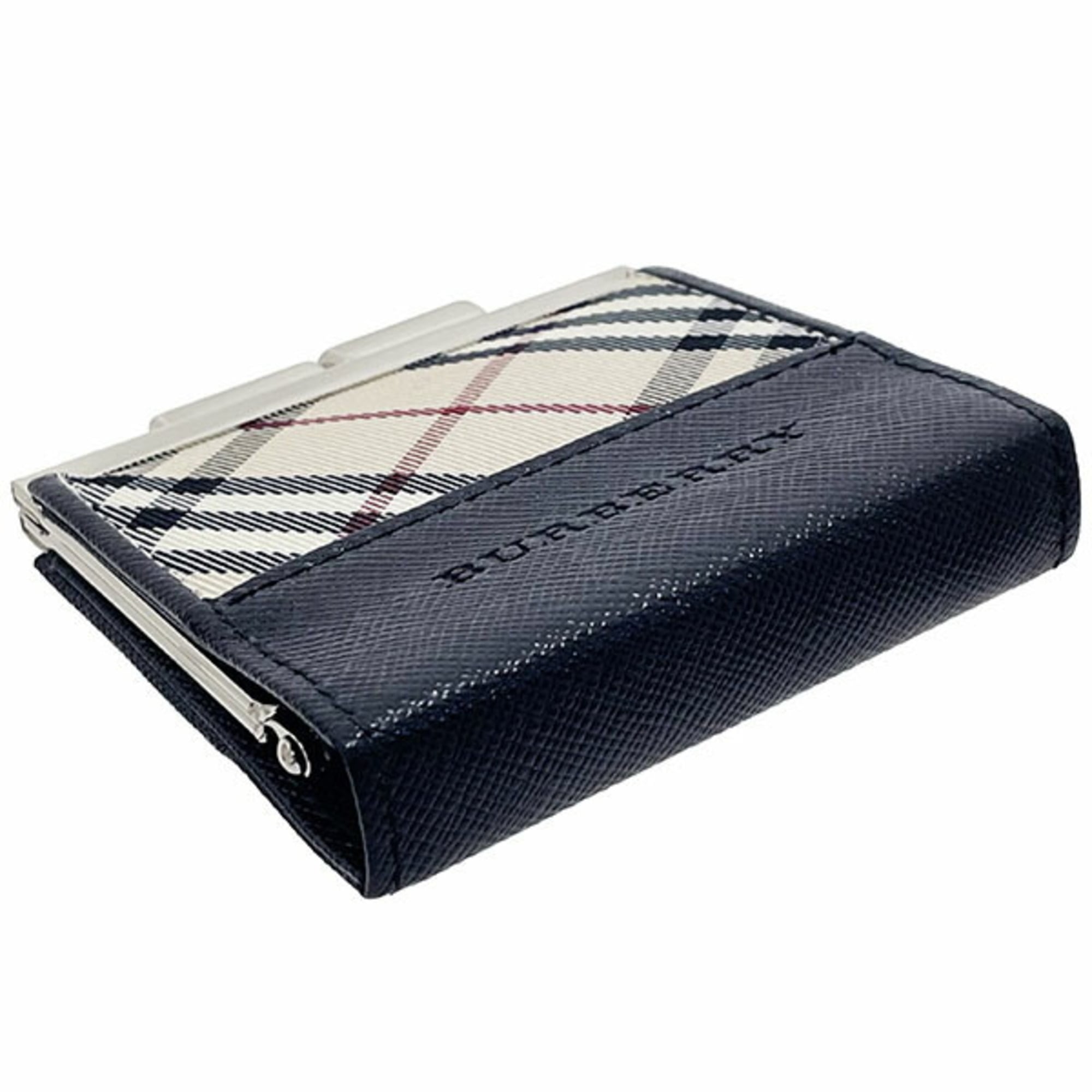 Burberry Beige Black Nylon Leather Coin Purse/Coin Case (Pre-Owned)