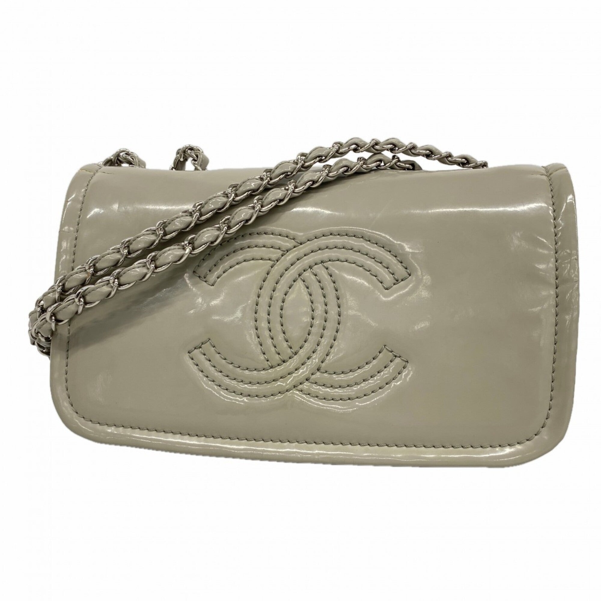 Chanel Gray Patent Leather Shoulder Bag (Pre-Owned)