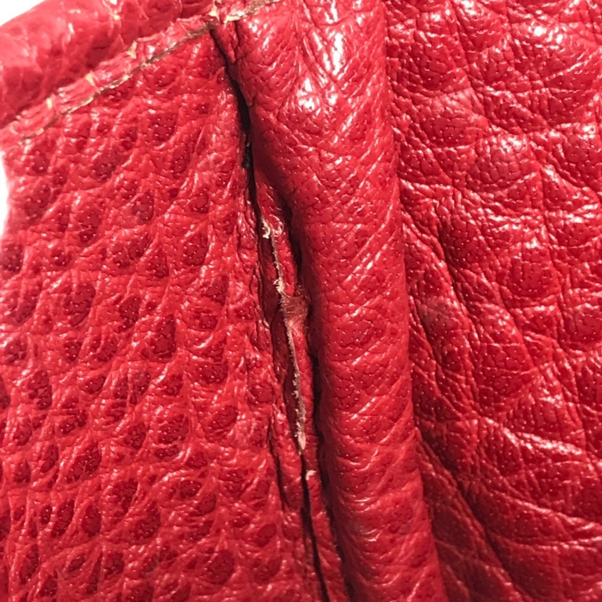 Hermes Green Red Color Yellow Wool Leather Shoulder Bag Tote Bag (Pre-Owned)