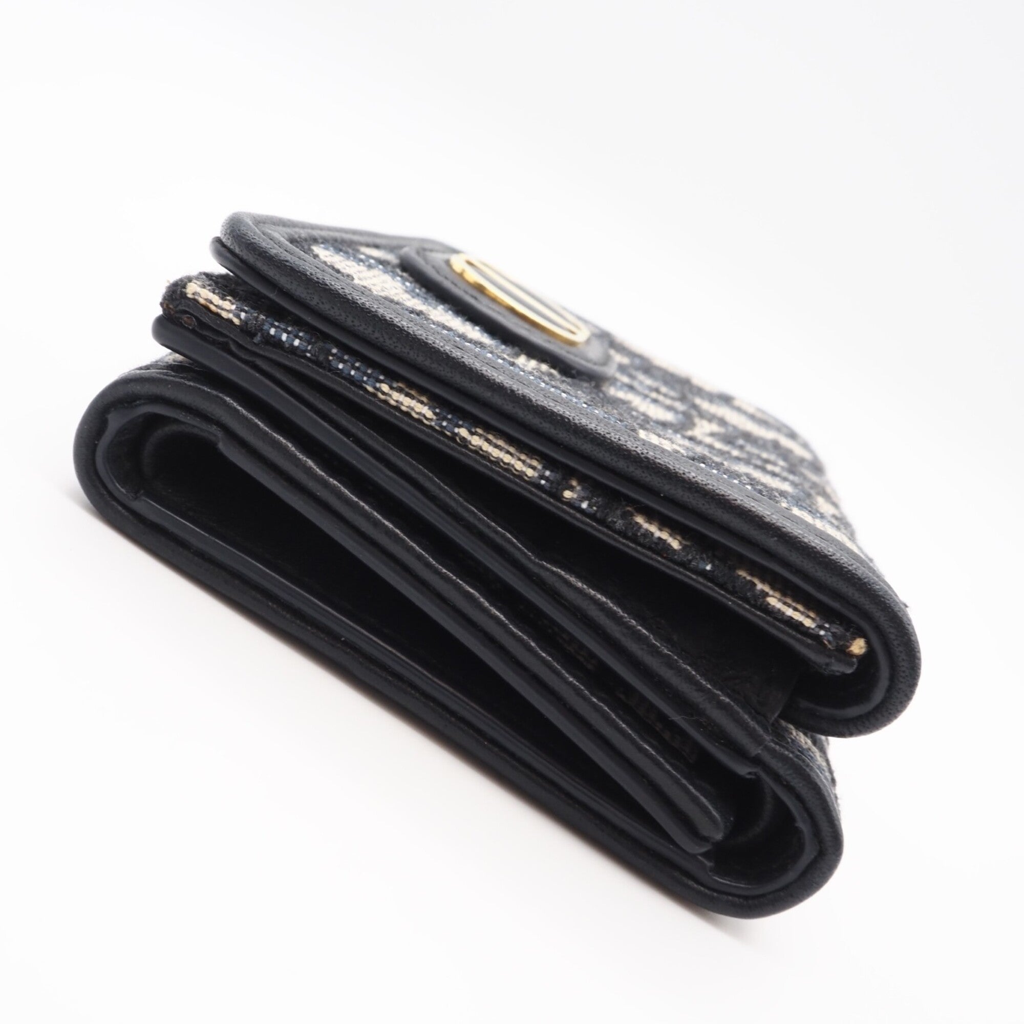 Christian Dior Gray Navy Canvas Wallet (Tri-Fold) (Pre-Owned)