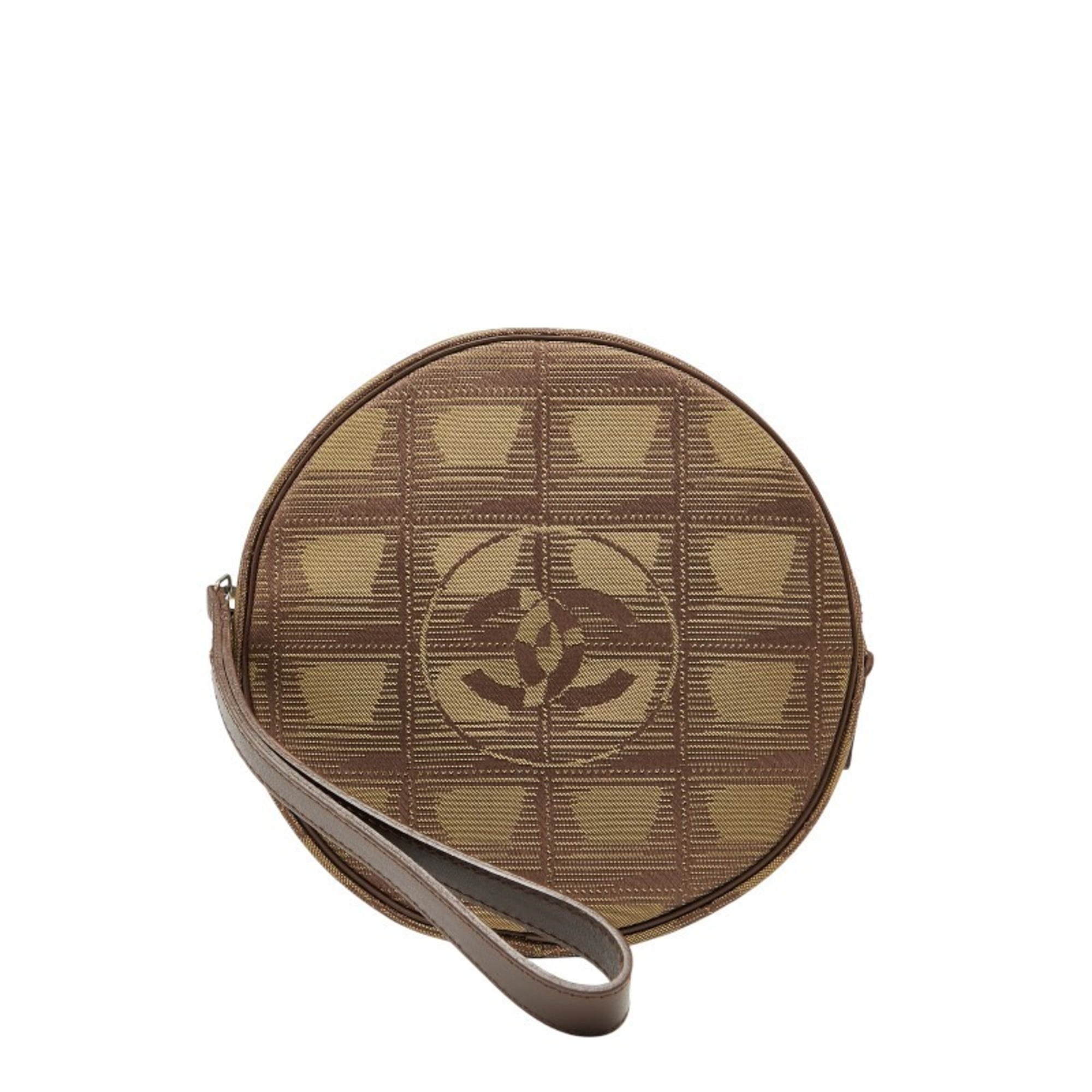 Chanel Brown Khaki Canvas Leather Pouch (Pre-Owned)