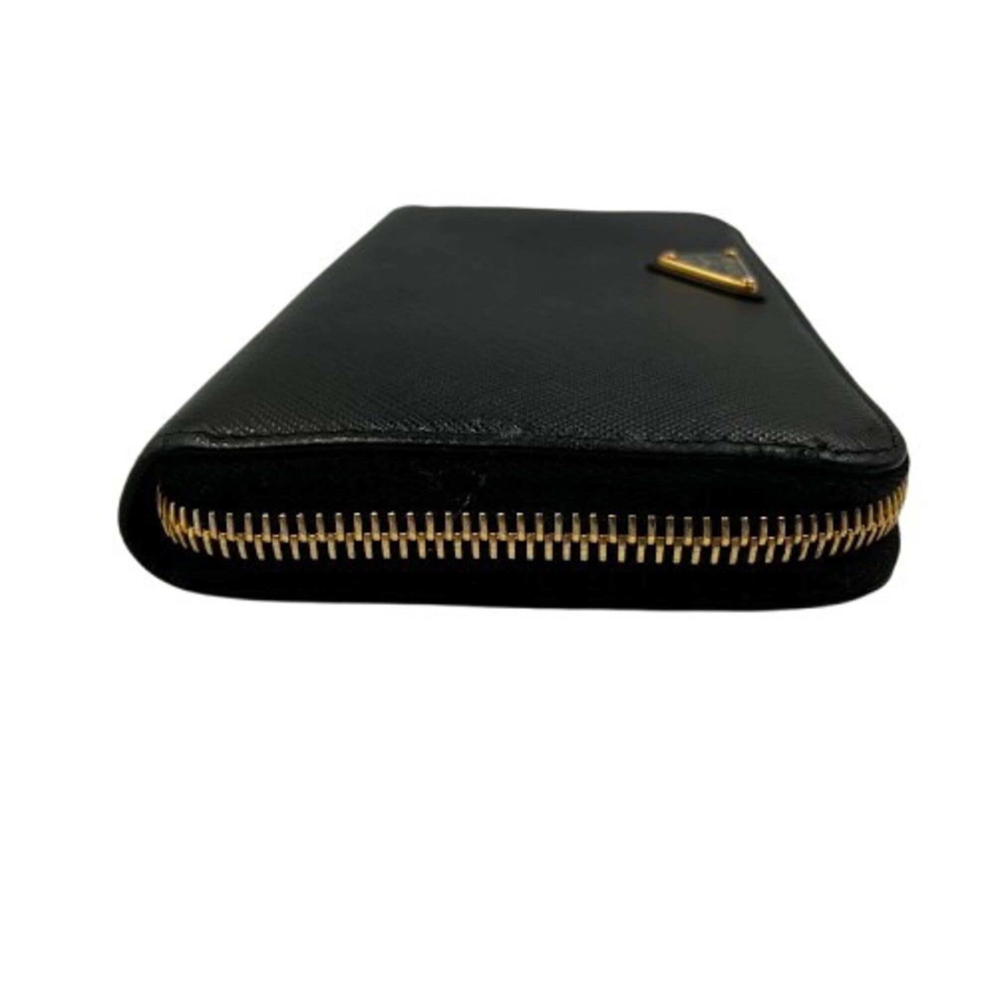 Prada Black Leather Long Wallet (Bi-Fold) (Pre-Owned)