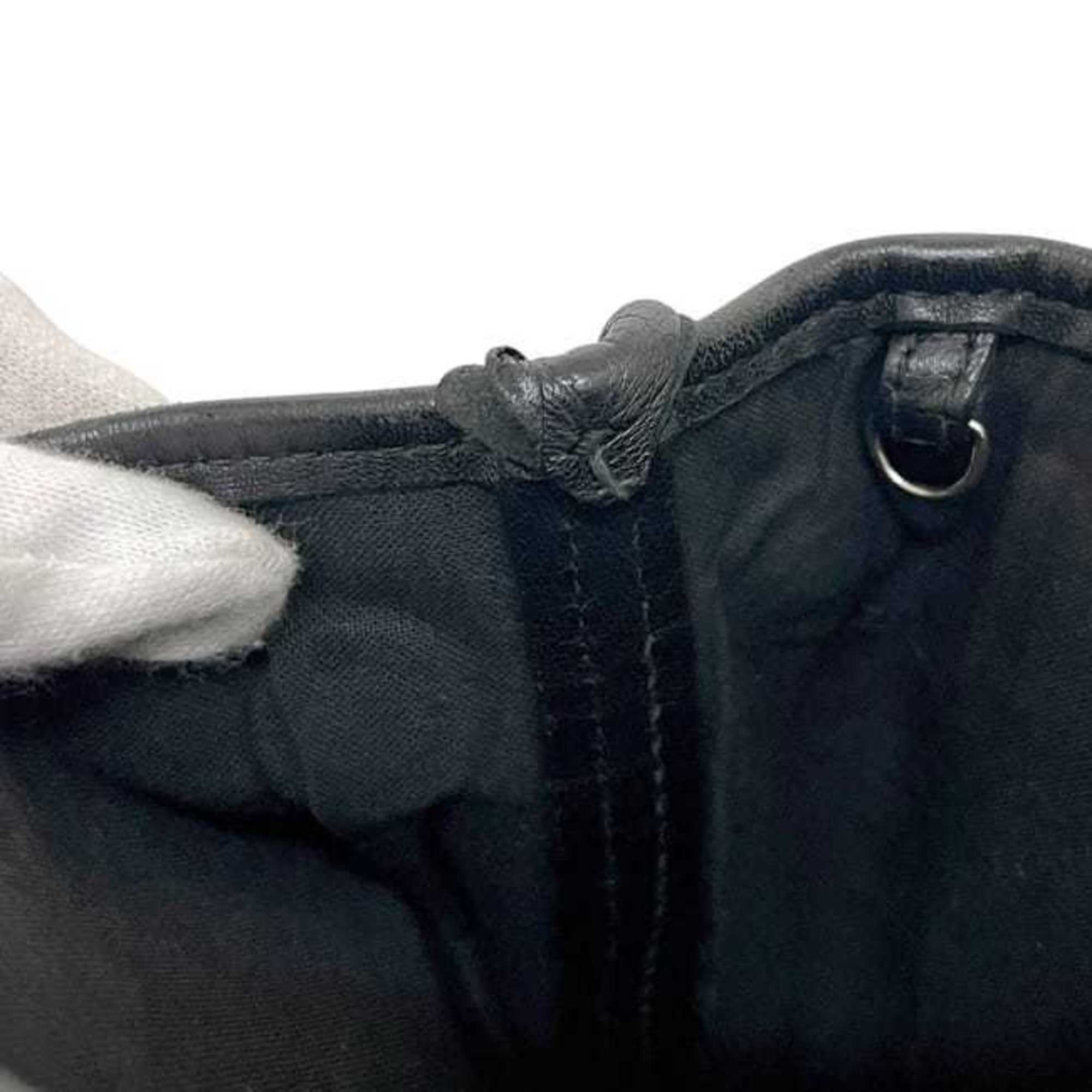 Balenciaga Black Leather Handbag Pouch Shoulder Bag Tote Bag (Pre-Owned)