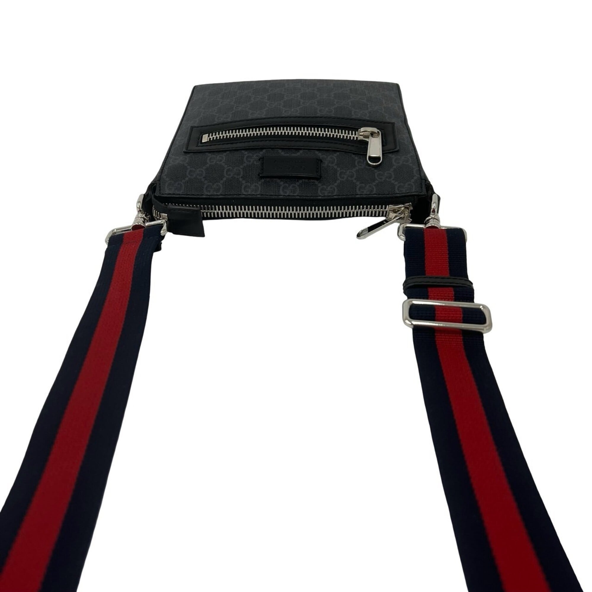 Gucci Black Navy Red Color Leather Elastane Messenger Bag Shoulder Bag (Pre-Owned)