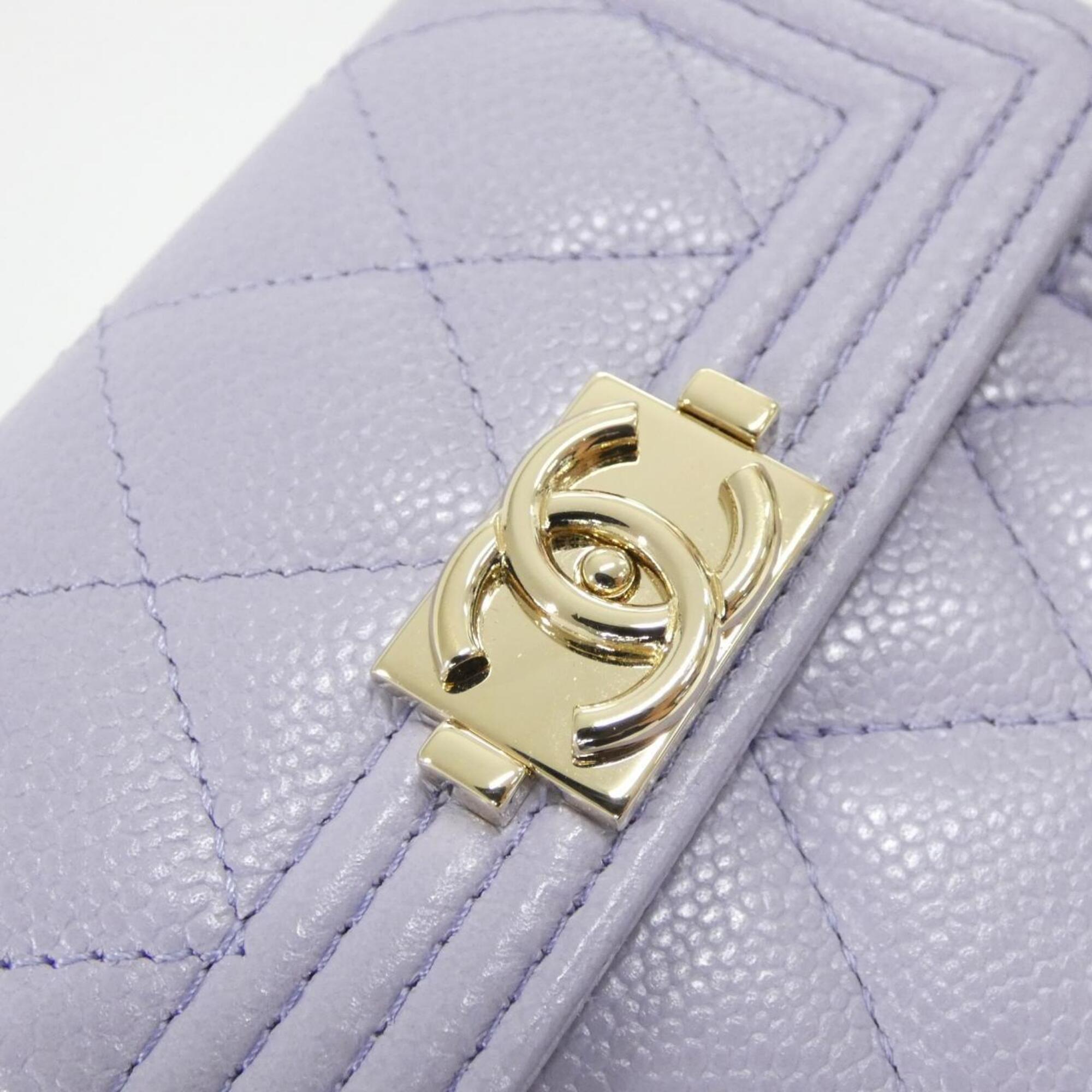 Chanel Light Purple Grained Calfskin Wallet (Tri-Fold) (Pre-Owned)
