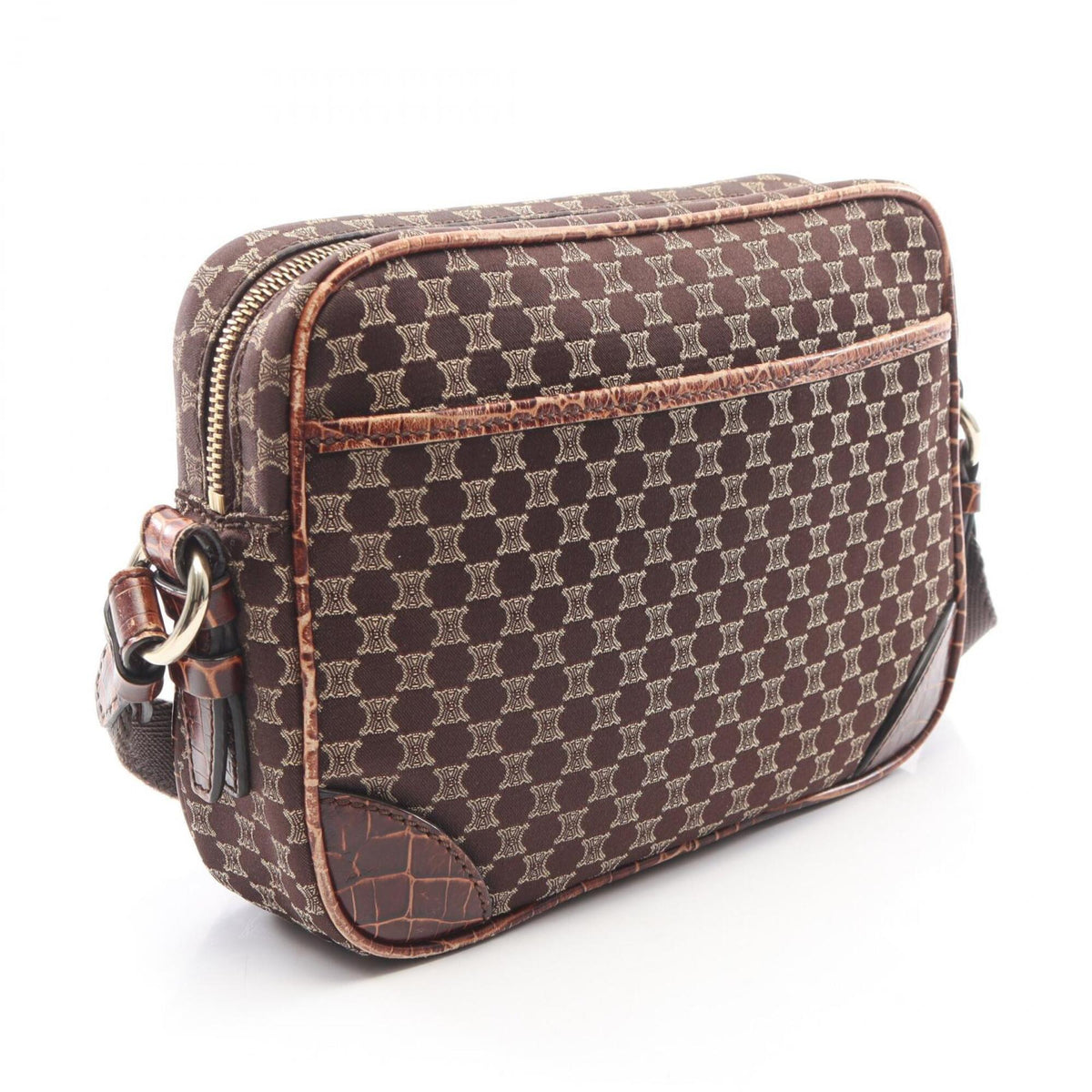 Celine Brown Canvas Leather Handbag Shoulder Bag (Pre-Owned)