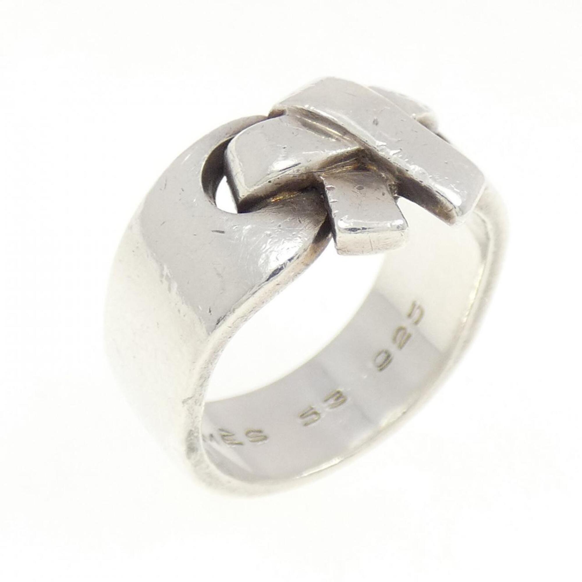 Hermes Silver Silver 925 Band Ring (Pre-Owned)