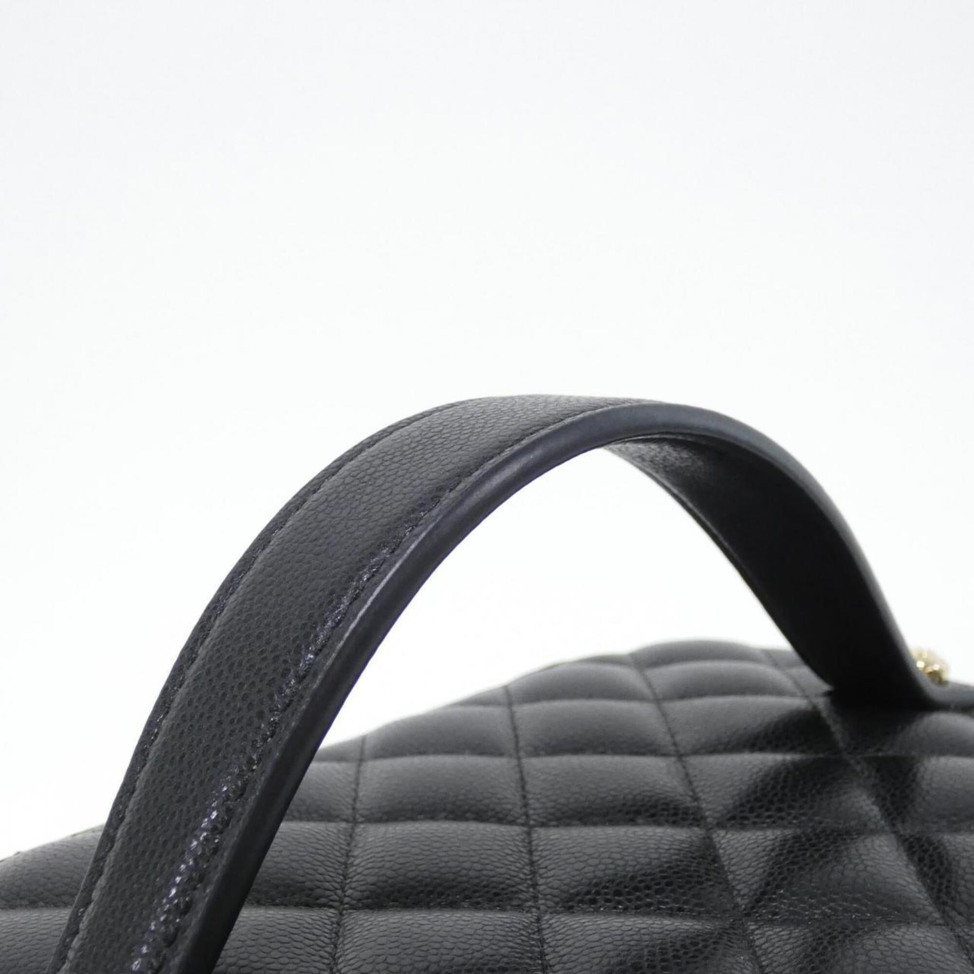 Chanel Black Grained Calfskin Handbag (Pre-Owned)