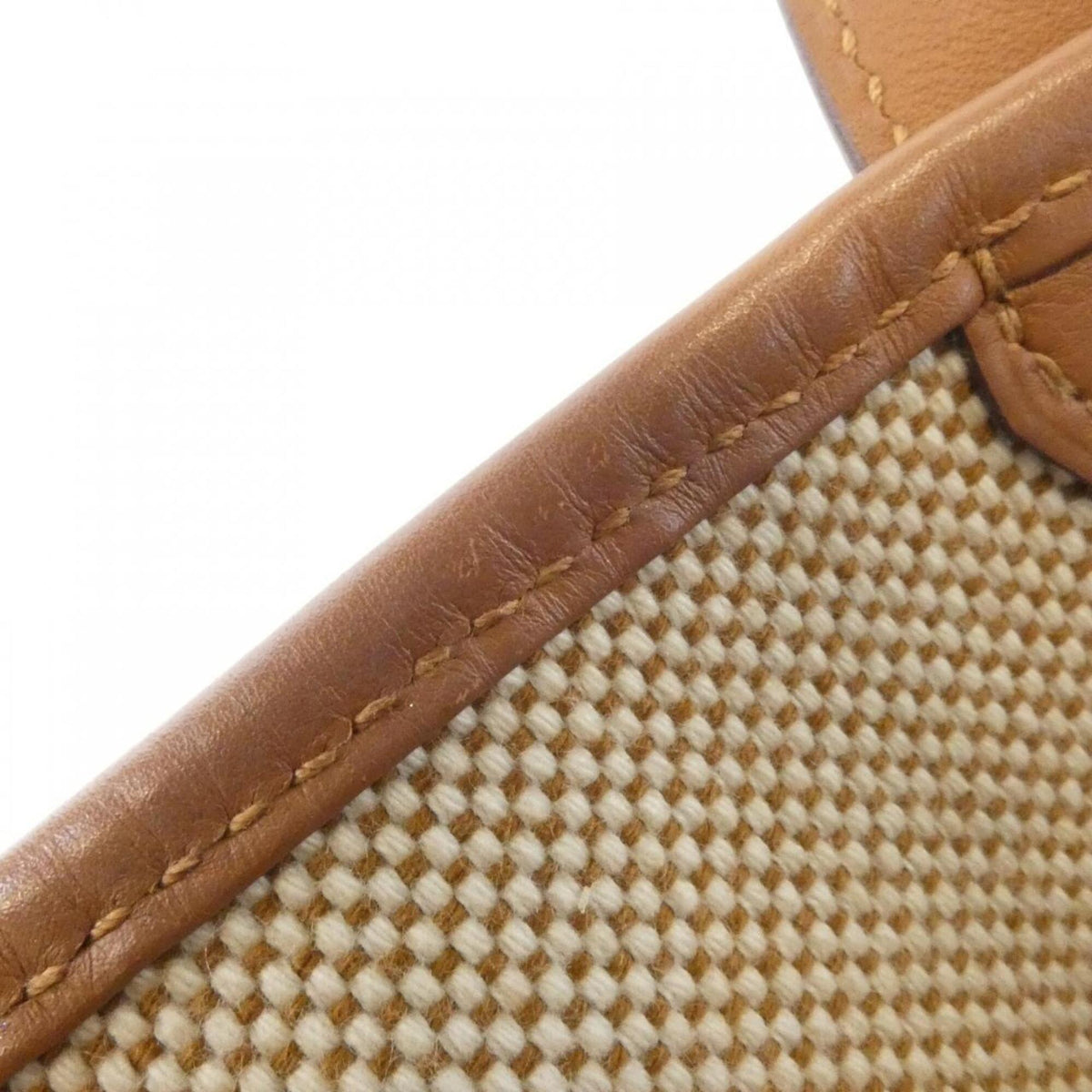 Hermes Brown Ecru Natural Toile H Swift Leather Handbag (Pre-Owned)
