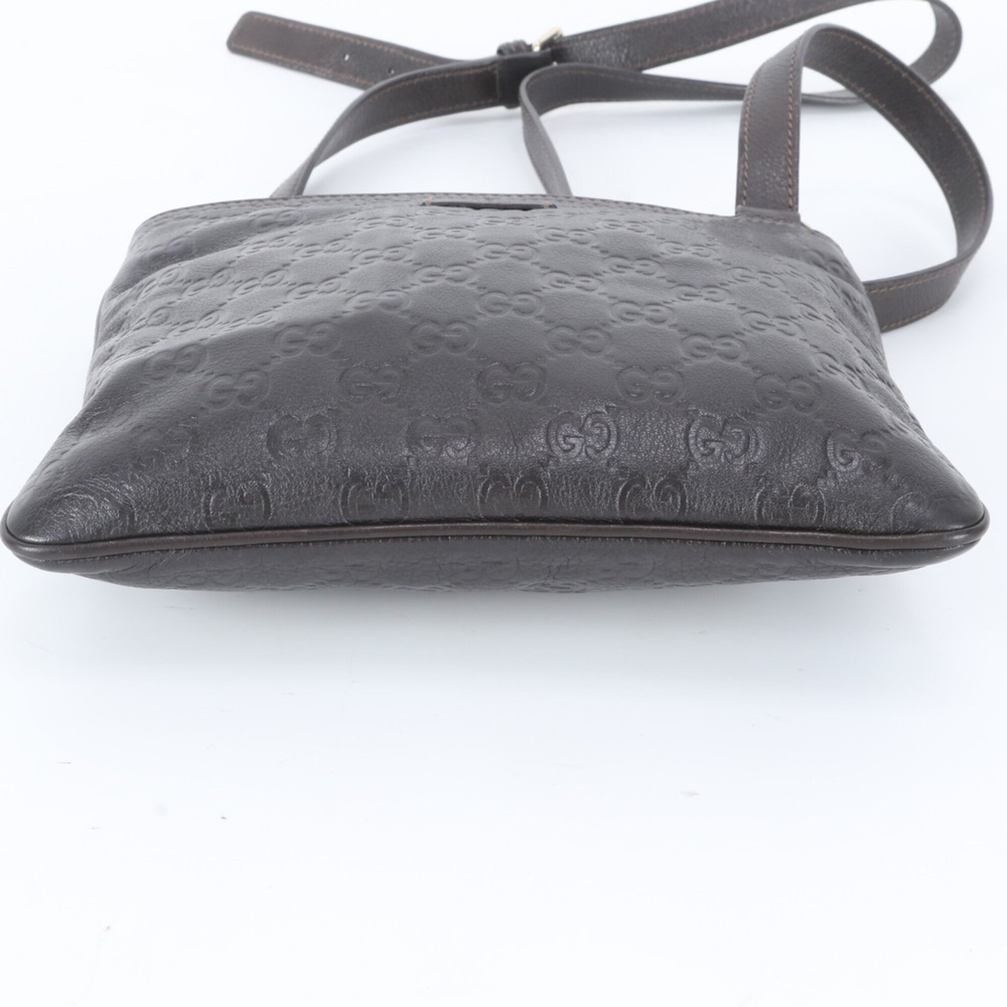 Gucci Guccissima Dark Brown Leather Shoulder Bag (Pre-Owned)