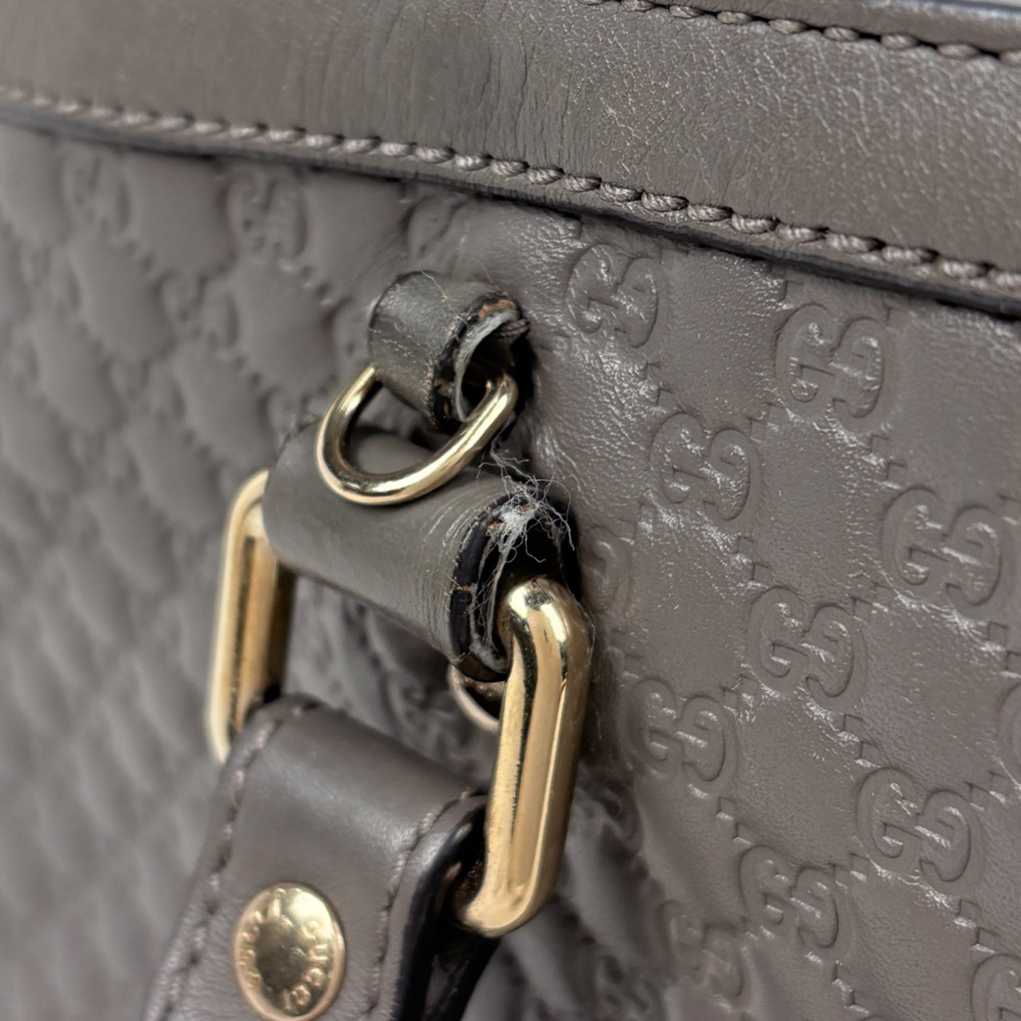 Gucci Gray Leather Handbag Shoulder Bag Tote Bag (Pre-Owned)