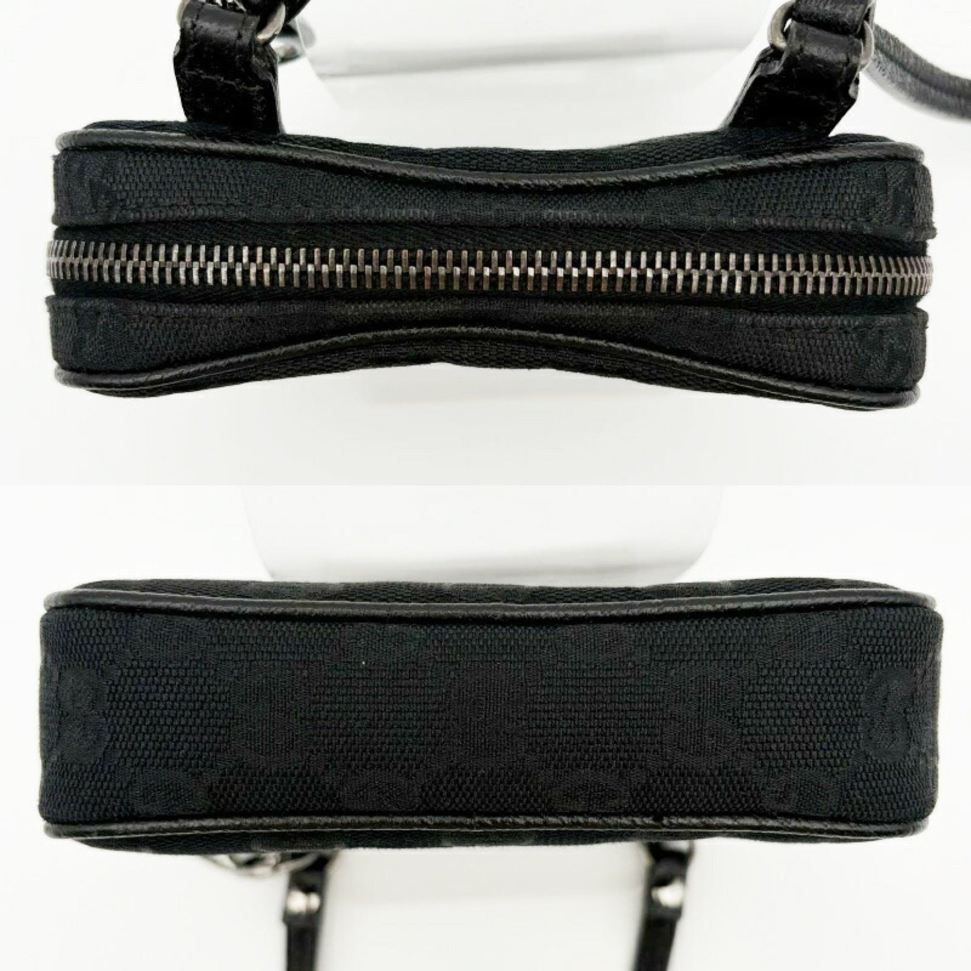 Gucci Gg Canvas Black Gg Canvas Leather Shoulder Bag (Pre-Owned)