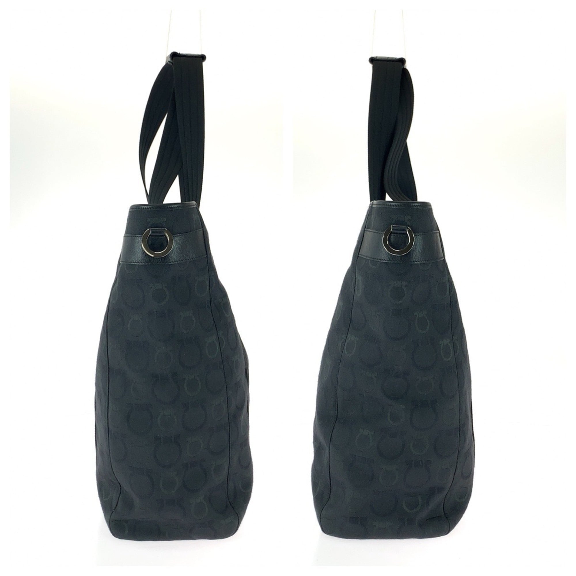 Salvatore Ferragamo Black Canvas Leather Tote Bag (Pre-Owned)